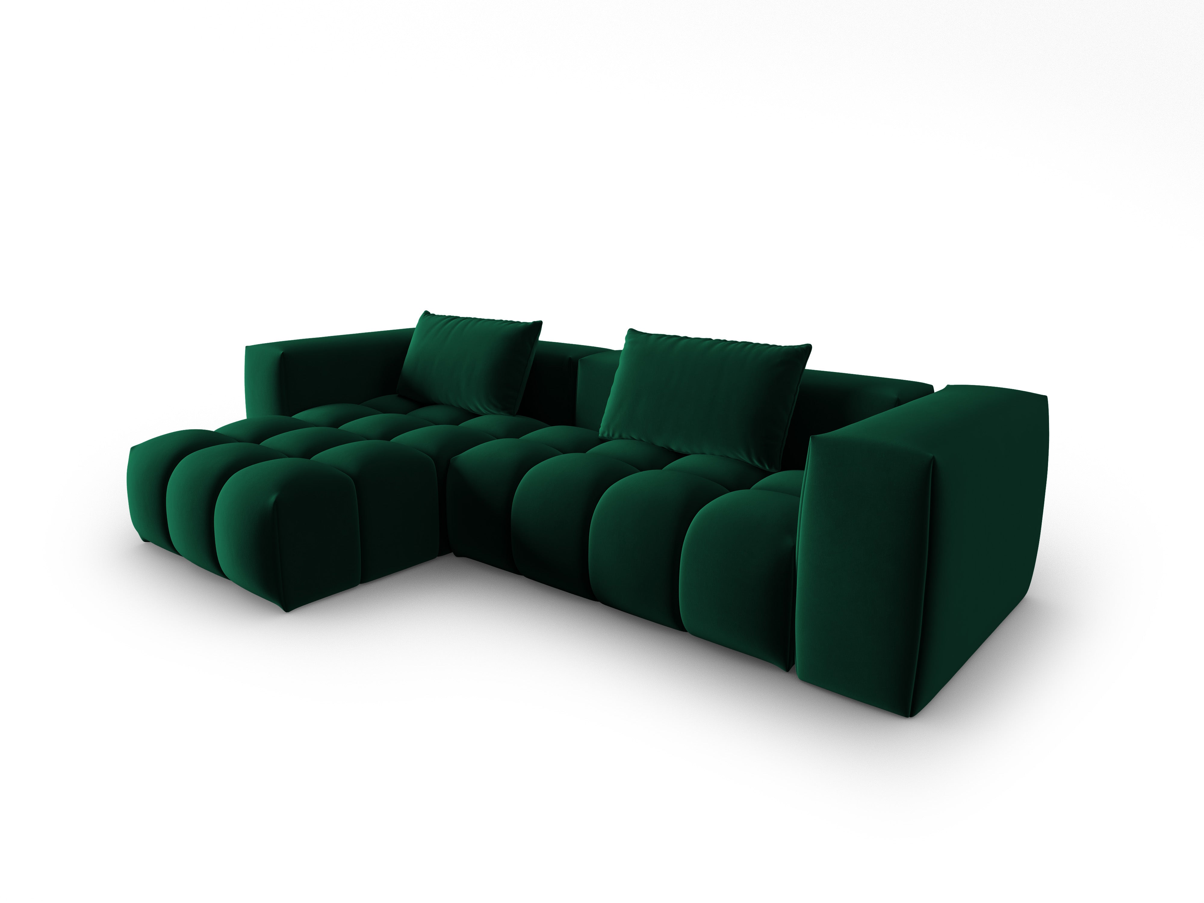 Velvet Corner Sofa for 3 People Left Side VERONA Bottle Green