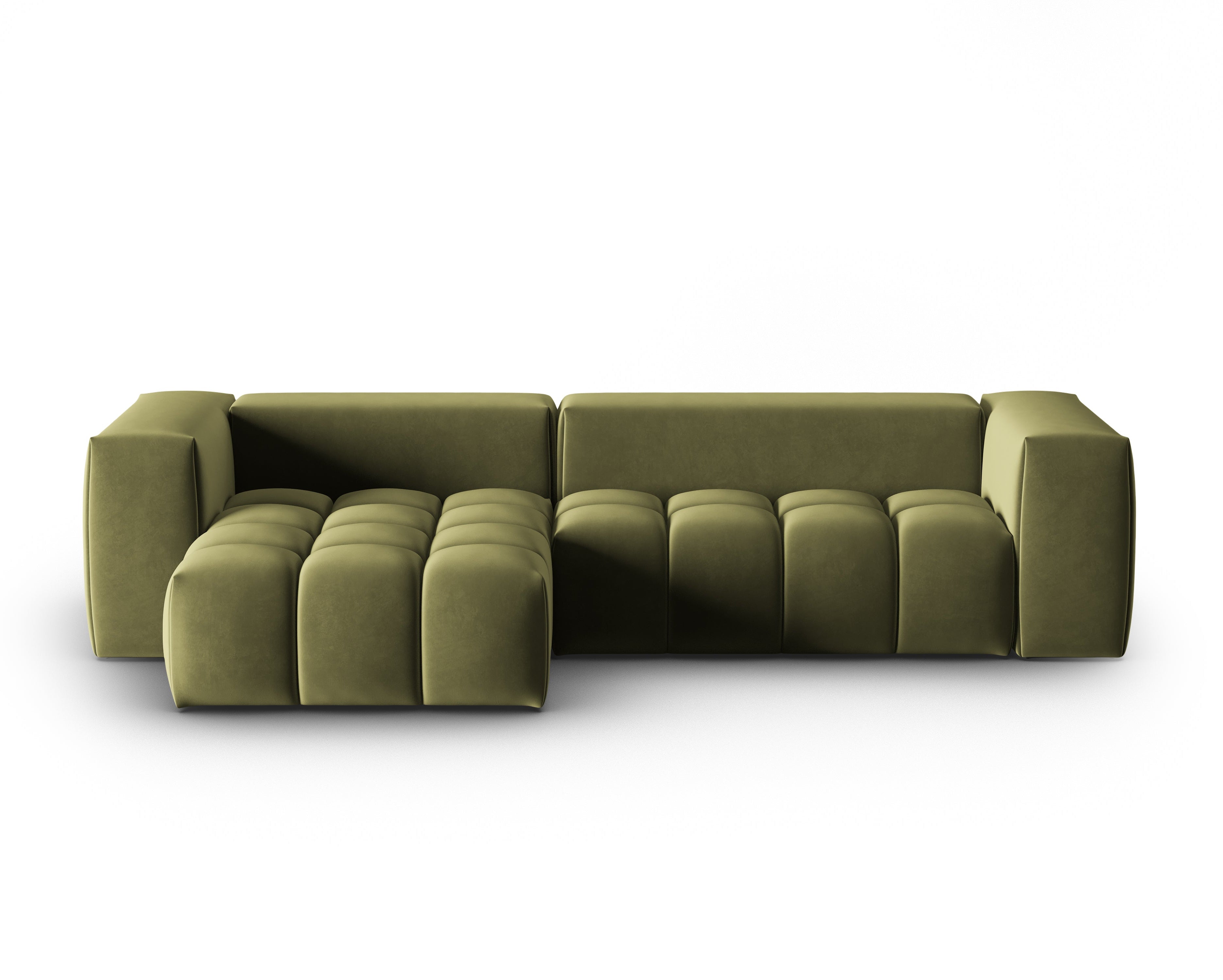 Samt-Ecksofa 3-sitzig links VERONA hellgrün