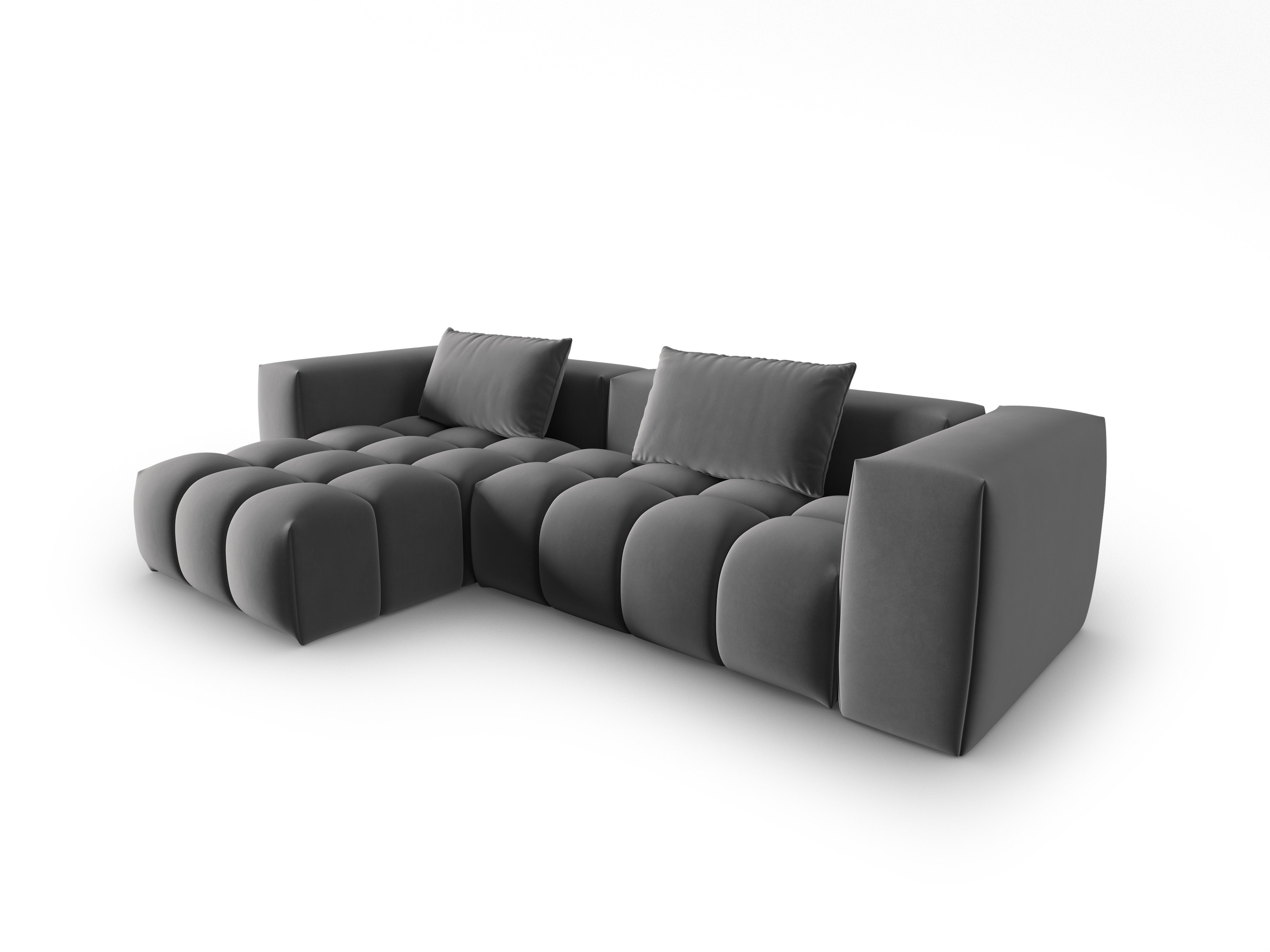 Samt-Ecksofa 3-sitzig links VERONA grau