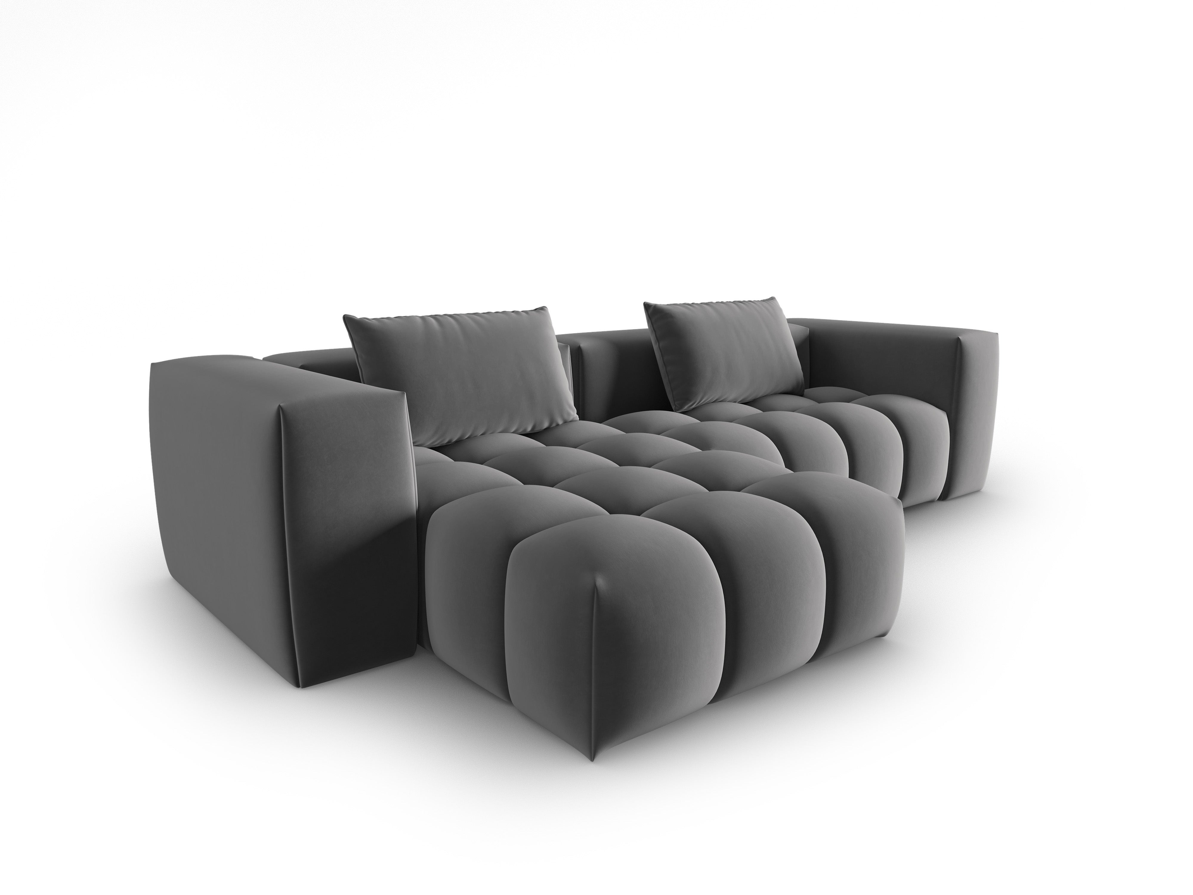 Samt-Ecksofa 3-sitzig links VERONA grau