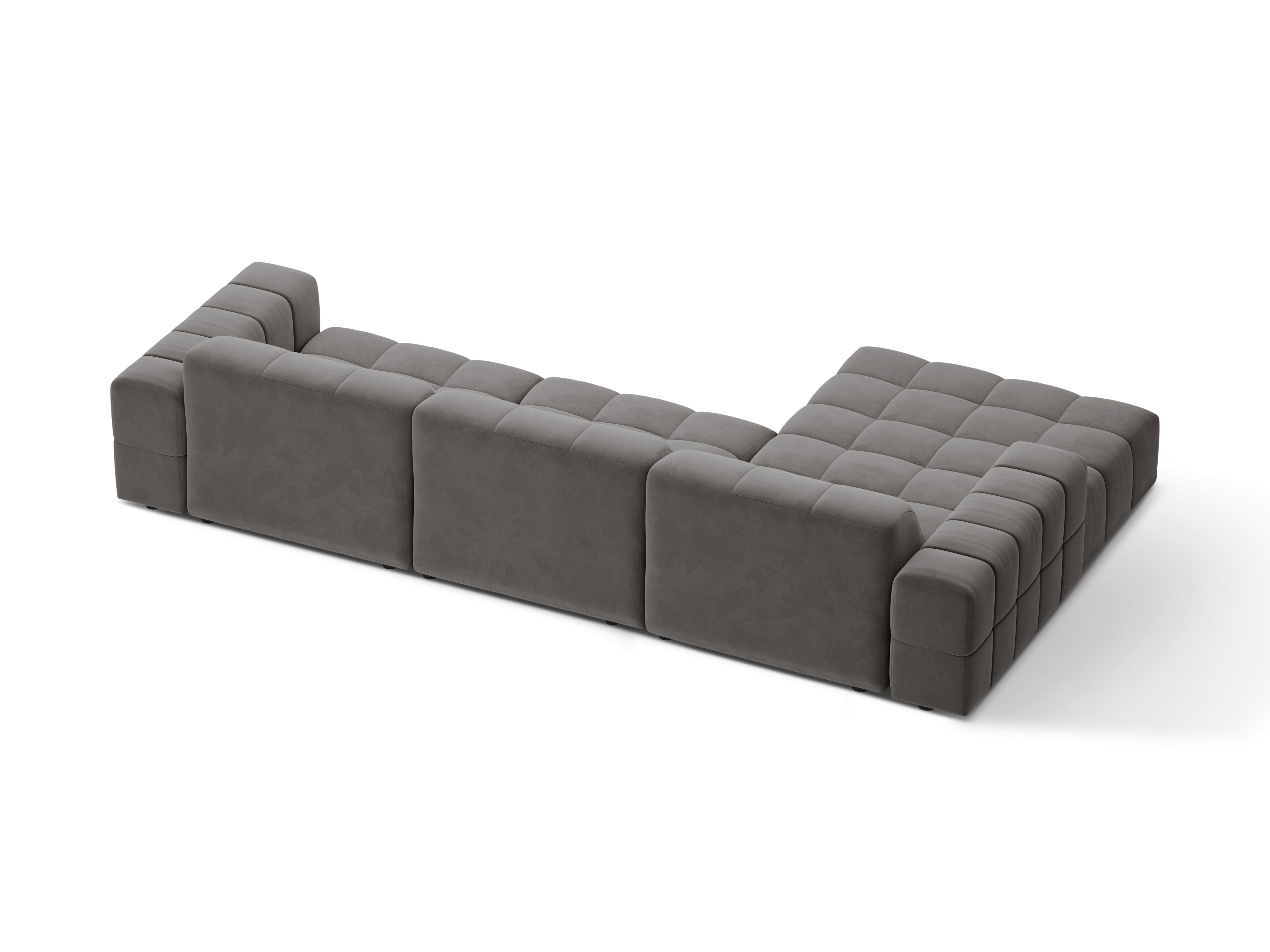 Linkshänder Samt 4-Sitzer Chicago Grey Ecke
