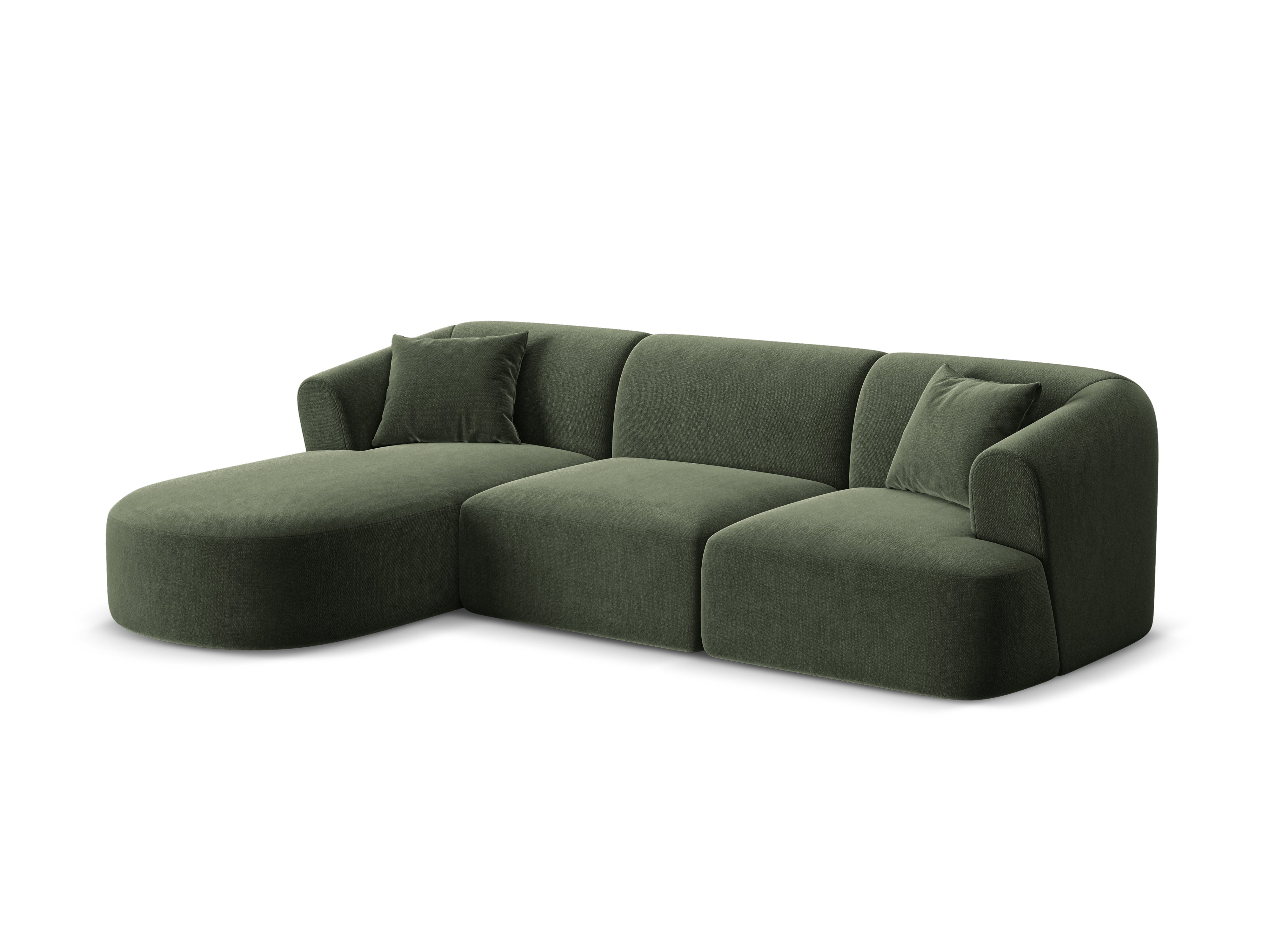 Samt-Ecksofa linksseitig für 4 Personen CAMPI grün