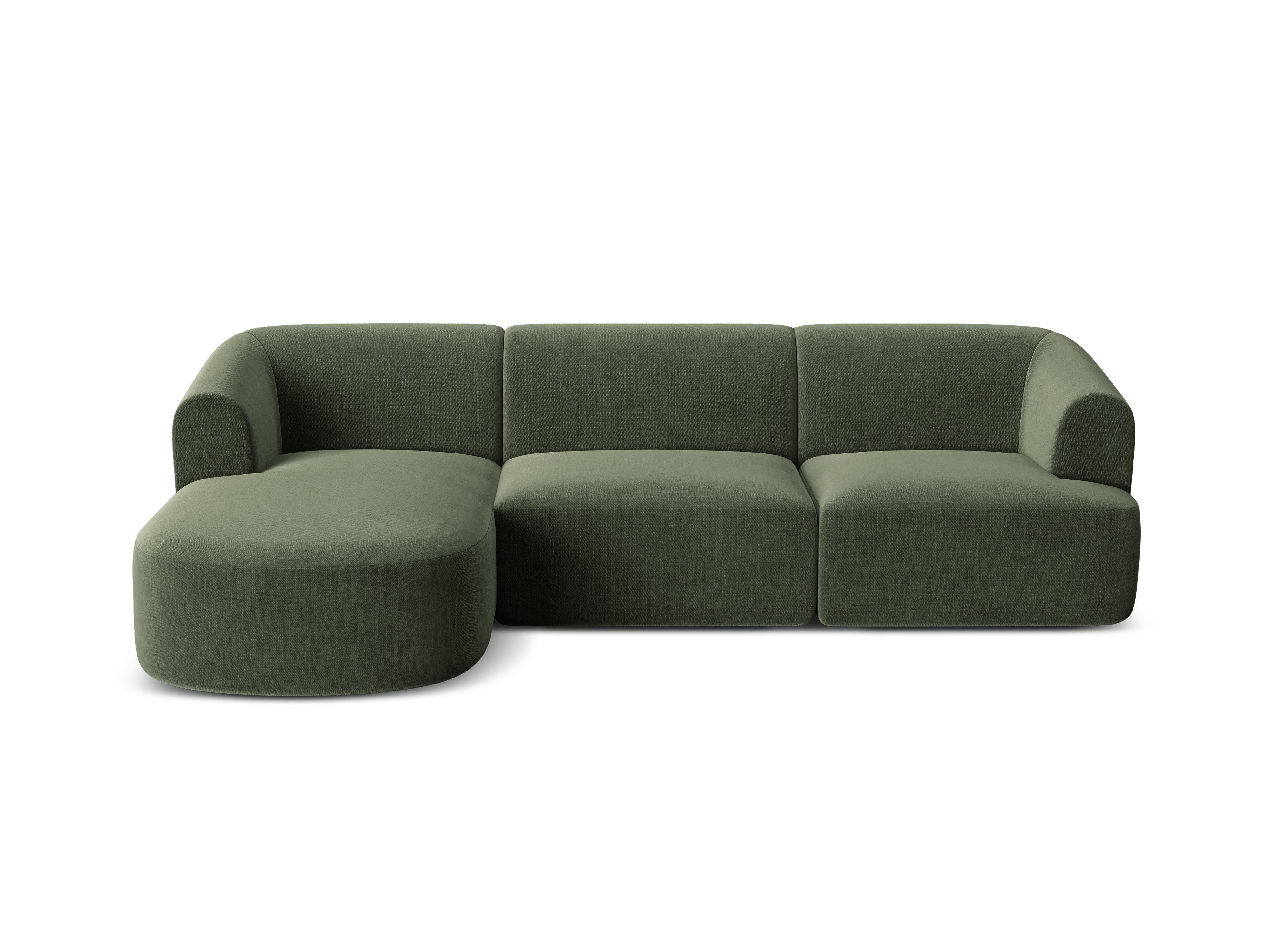 Samt-Ecksofa linksseitig für 4 Personen CAMPI grün