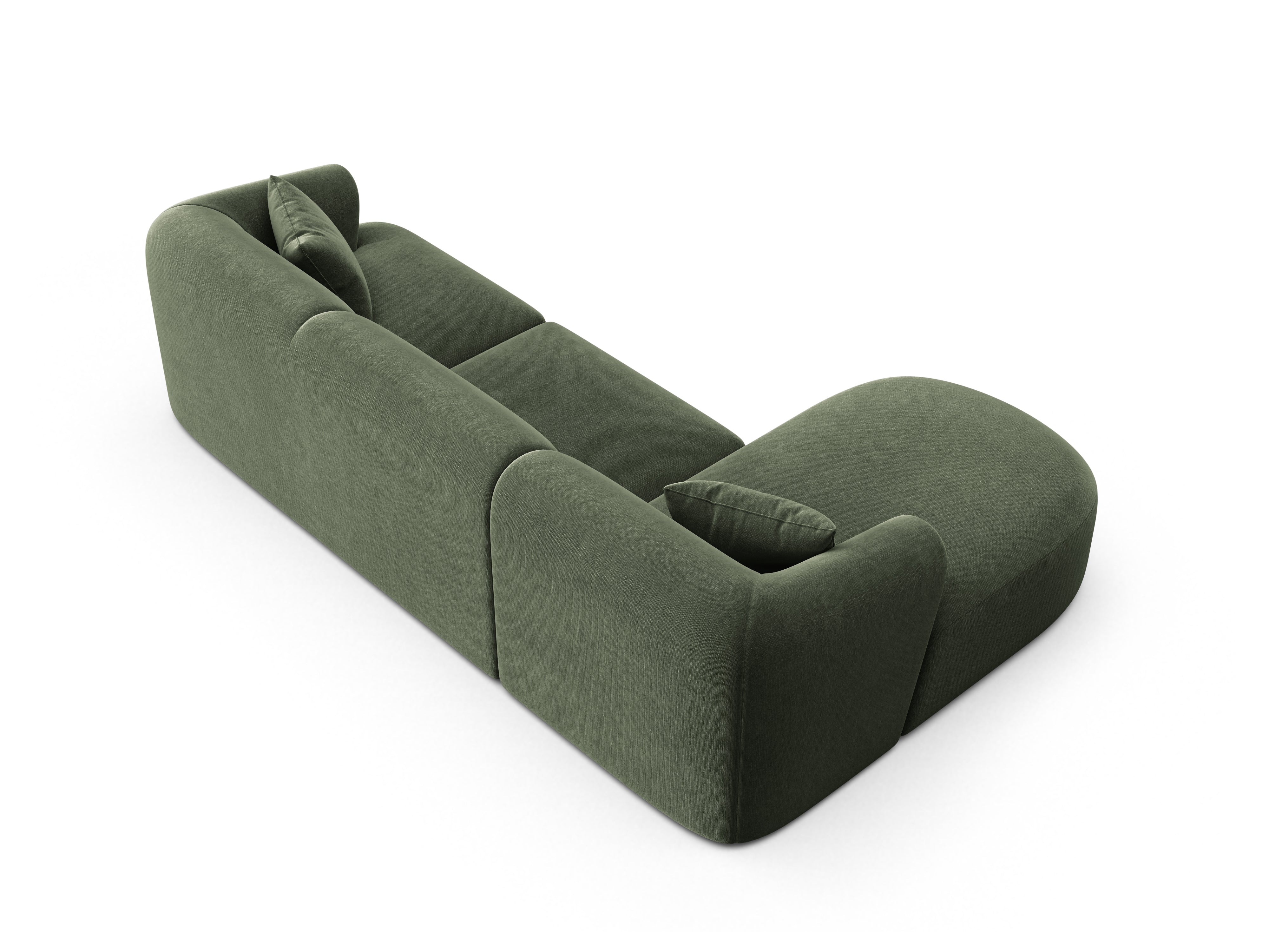 Samt-Ecksofa linksseitig für 4 Personen CAMPI grün