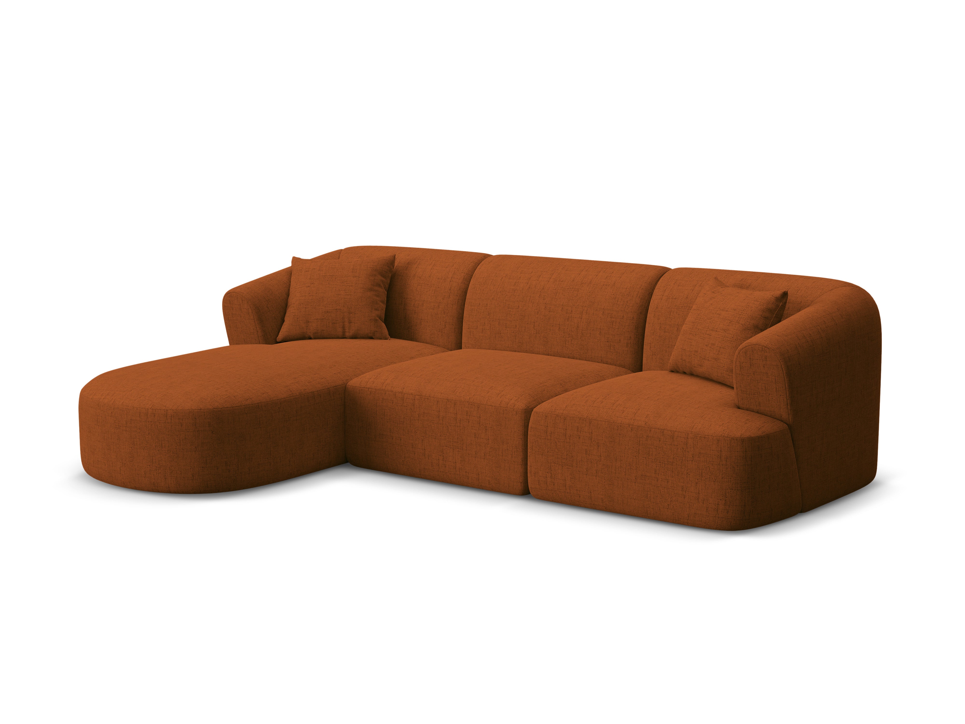 Linksseitiges 4-Sitzer-Sofa CAMPI ziegelrotes Chenille