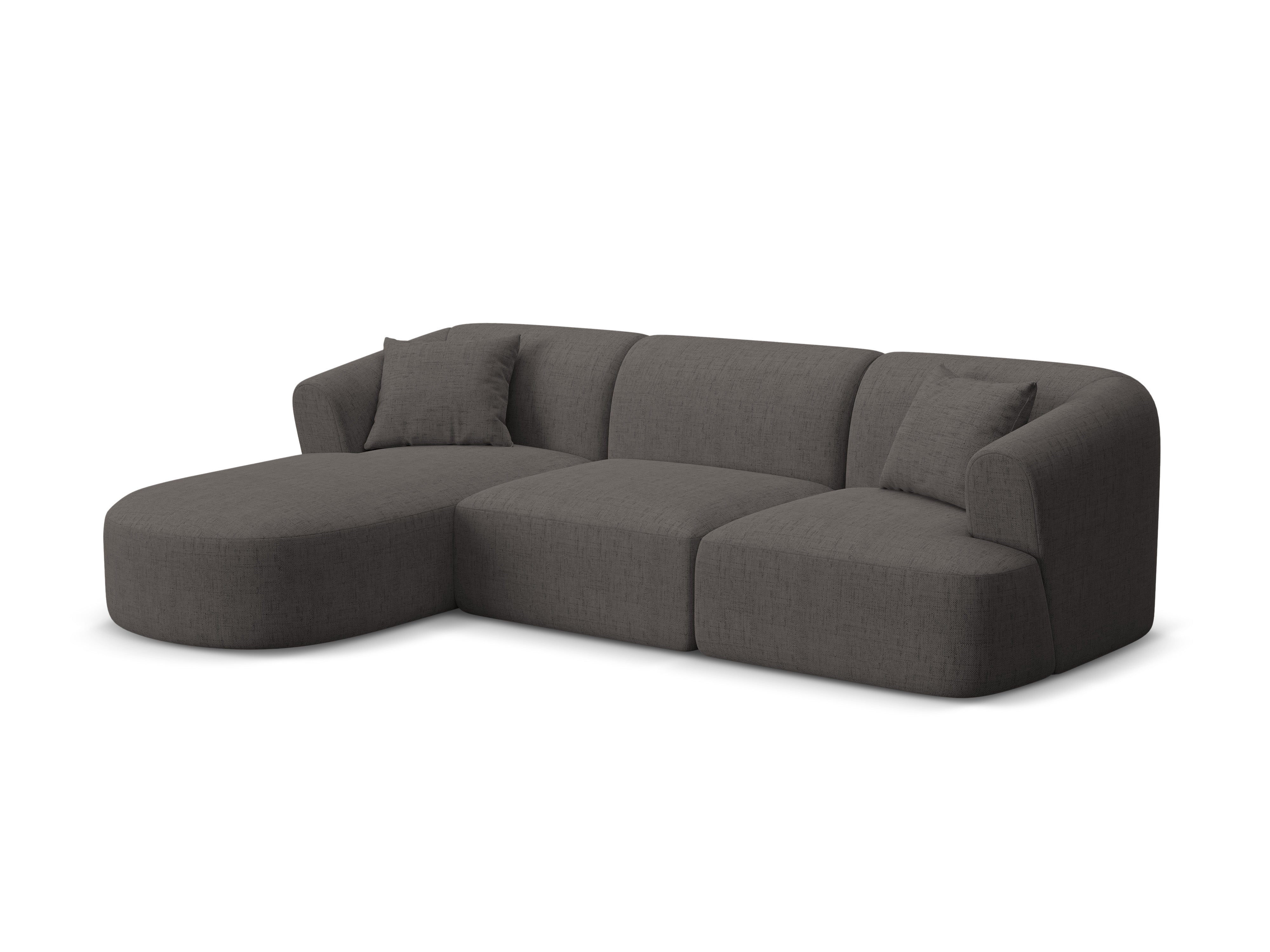 Left-sided 4-seater sofa CAMPI gray chenille
