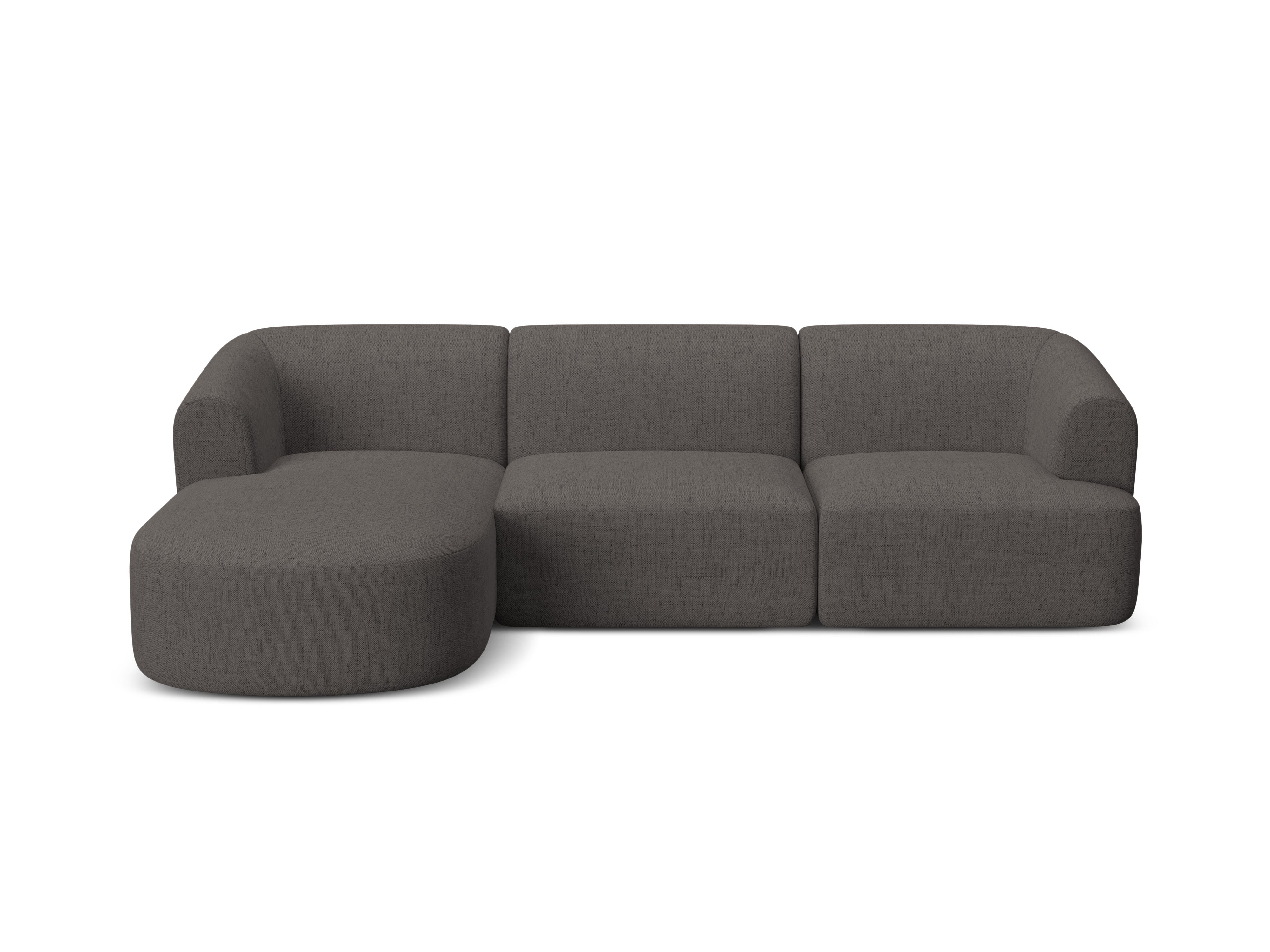 Left-sided 4-seater sofa CAMPI gray chenille