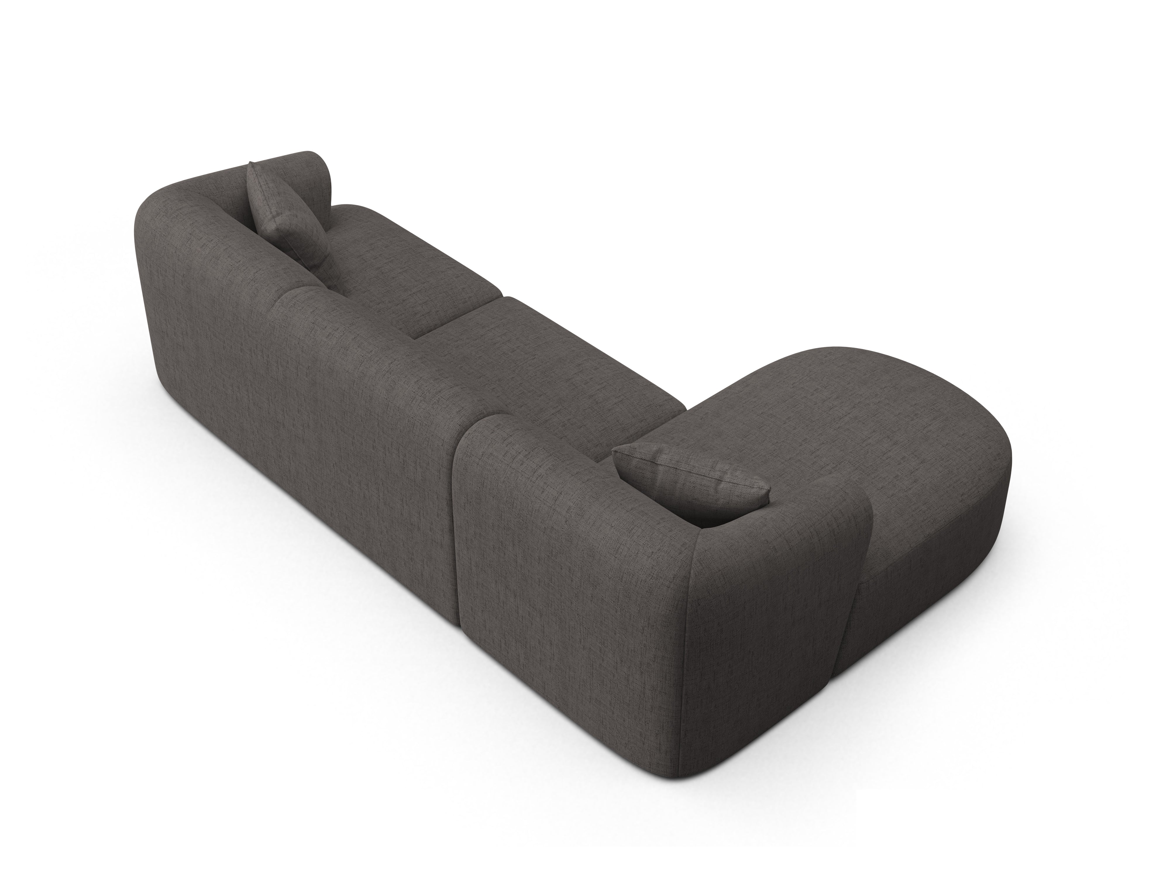 Left-sided 4-seater sofa CAMPI gray chenille