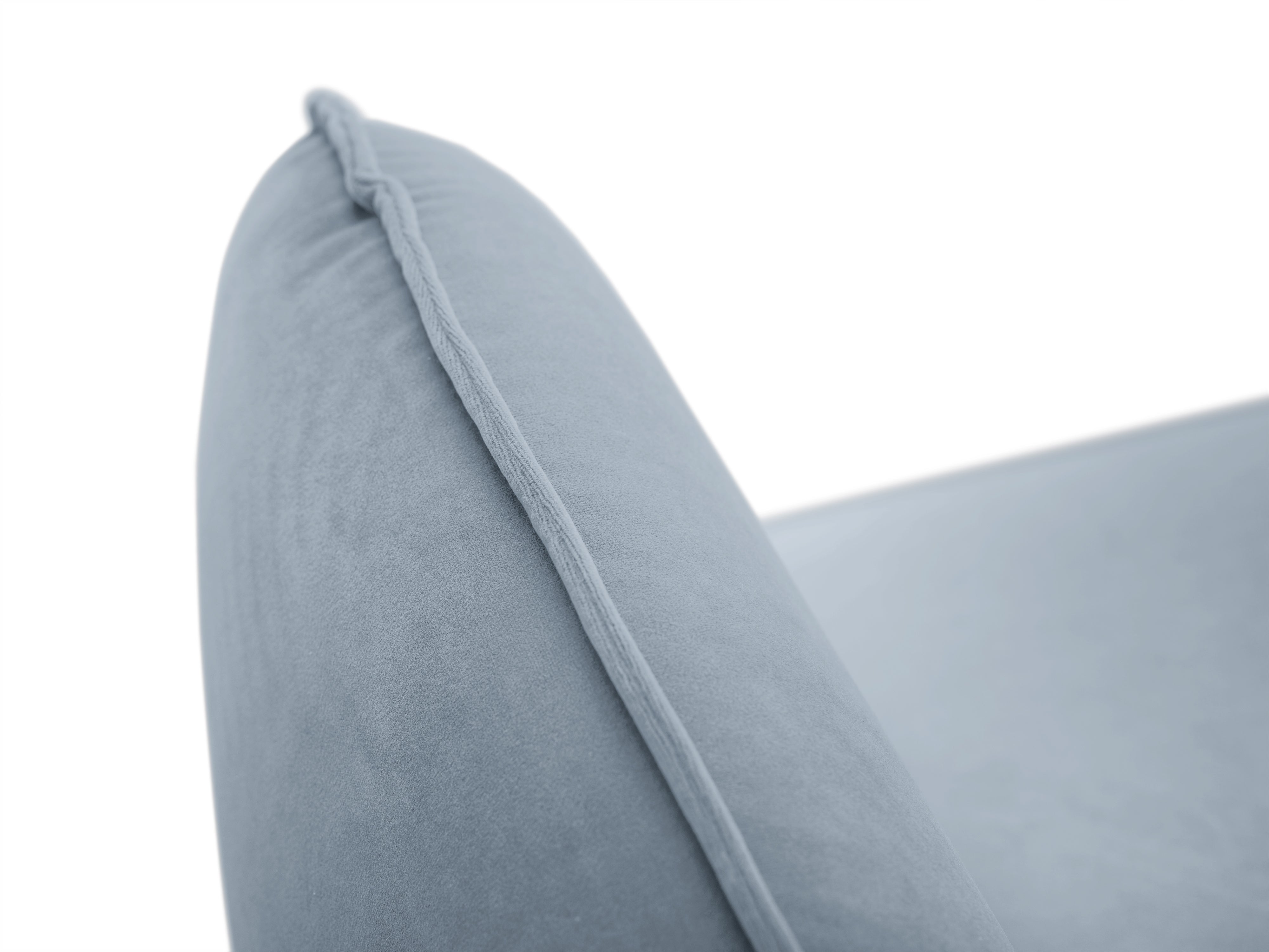 Samt-Ecksofa linksseitig für 5 Personen VIENNA hellblau mit goldenem Fuß