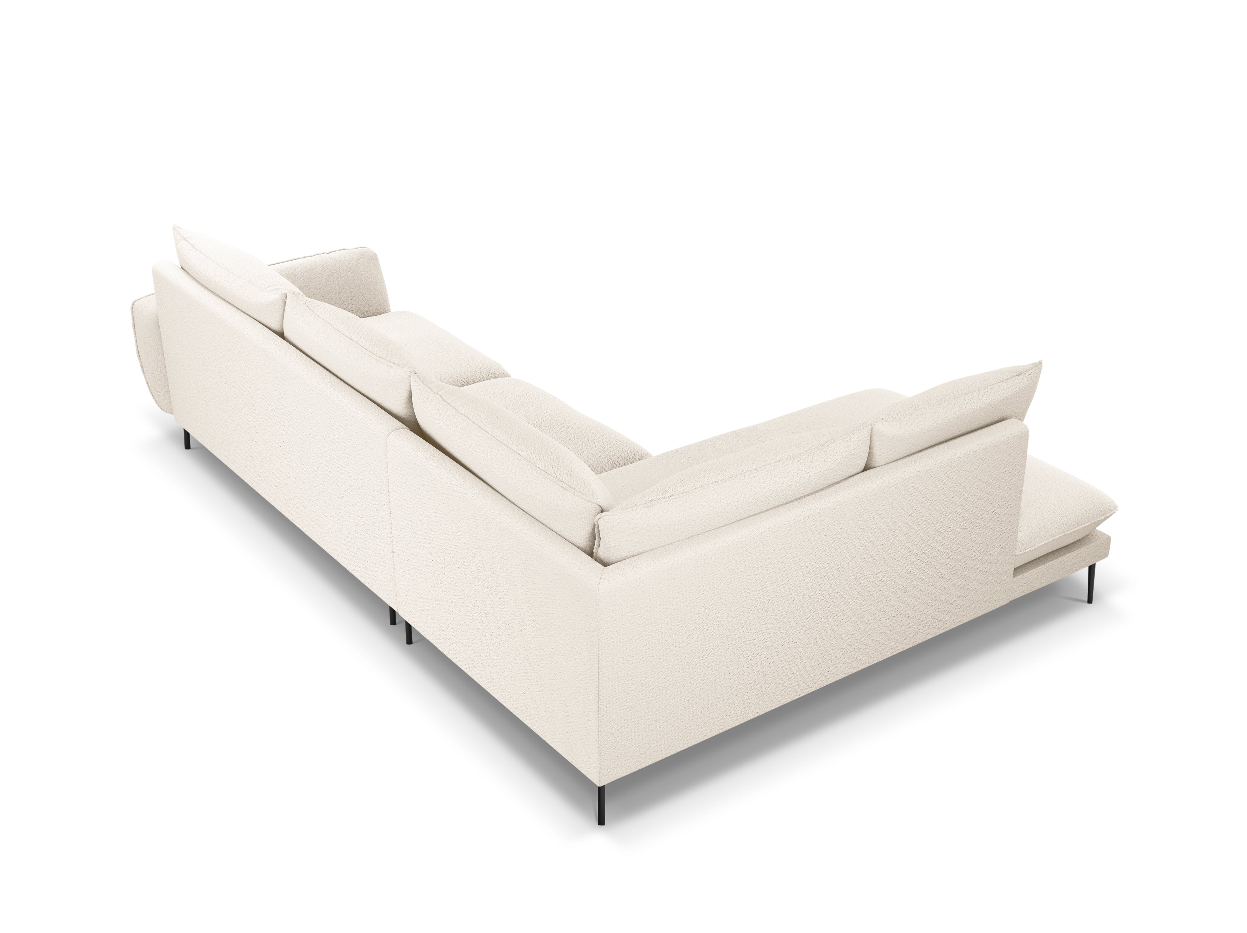 Ecksofa für 6 Personen links VIENNA beige Boucle mit schwarzem Gestell