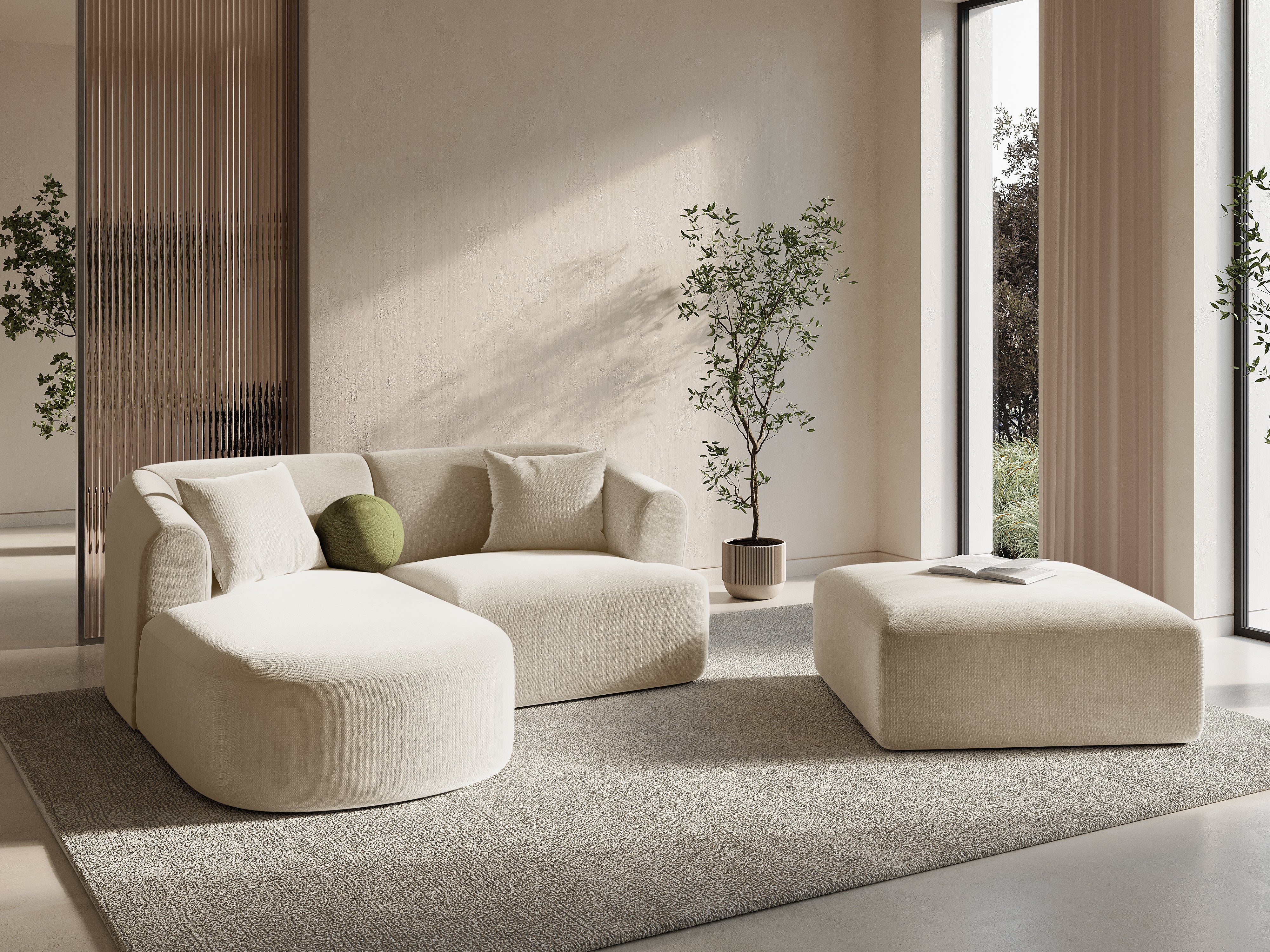 Linksseitiges 3-Sitzer-Sofa CAMPI grün Chenille