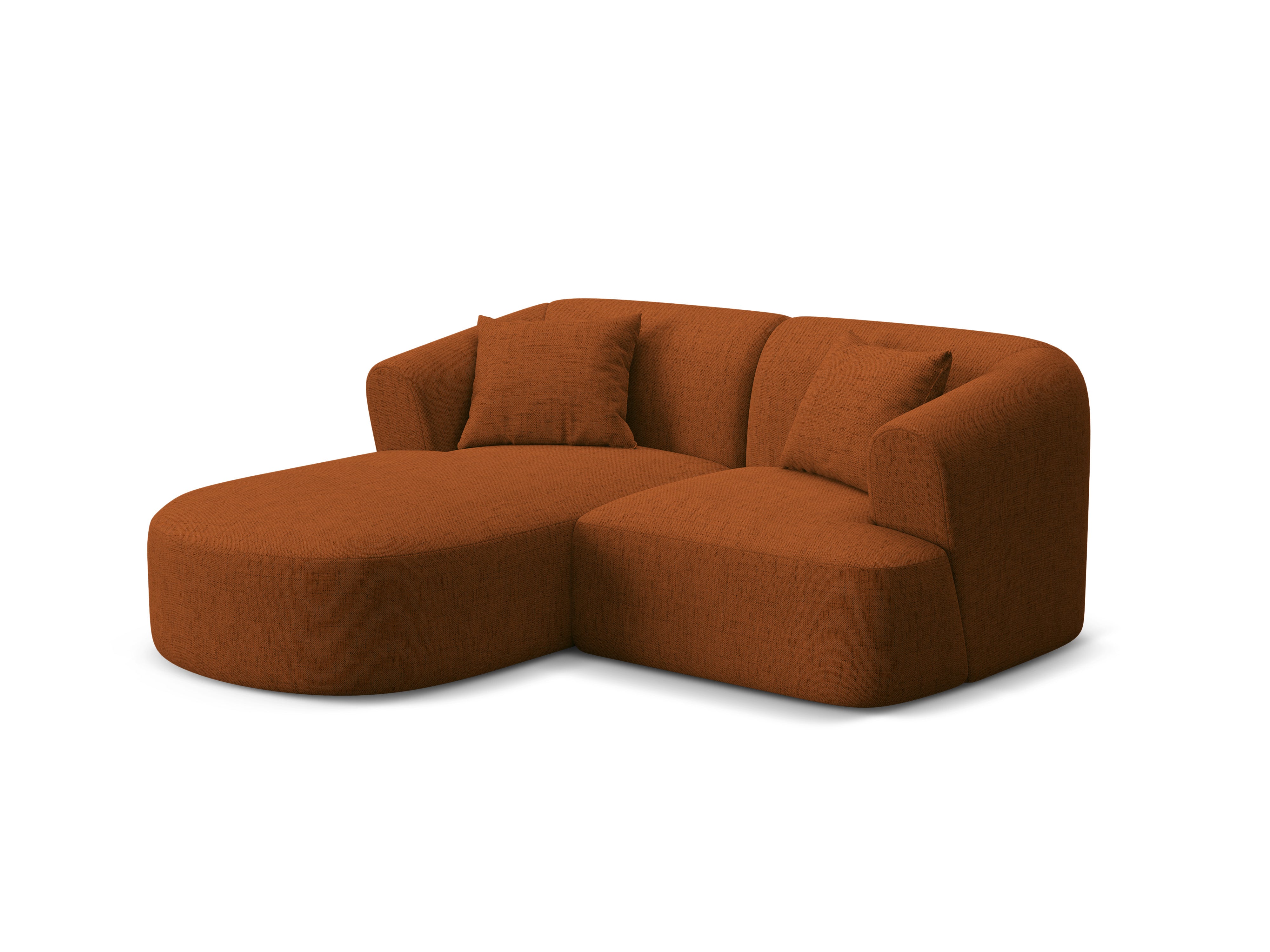 Linksseitige 3-Sitzer-Couch CAMPI ziegelrotes Chenille