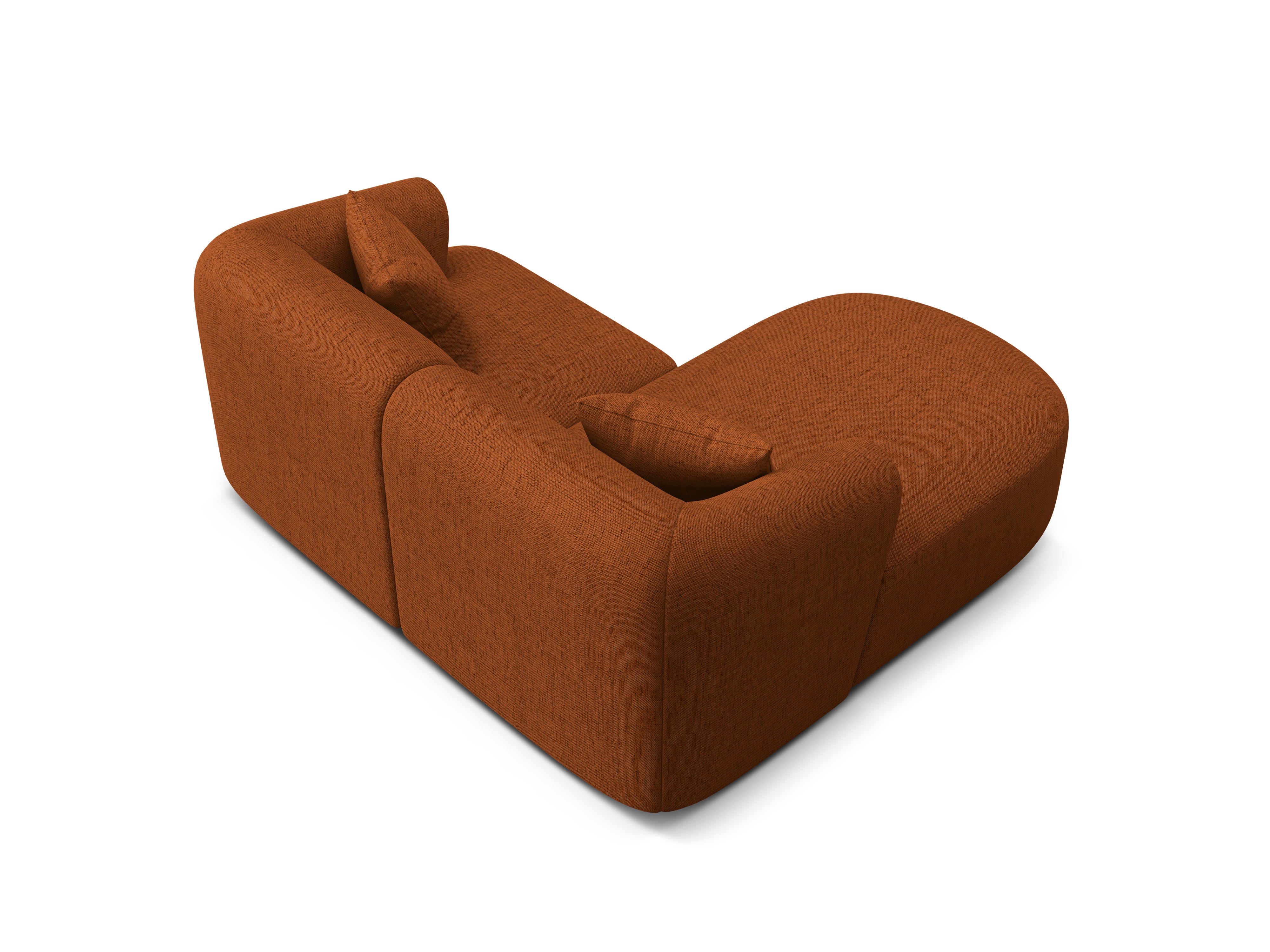 Linksseitige 3-Sitzer-Couch CAMPI ziegelrotes Chenille