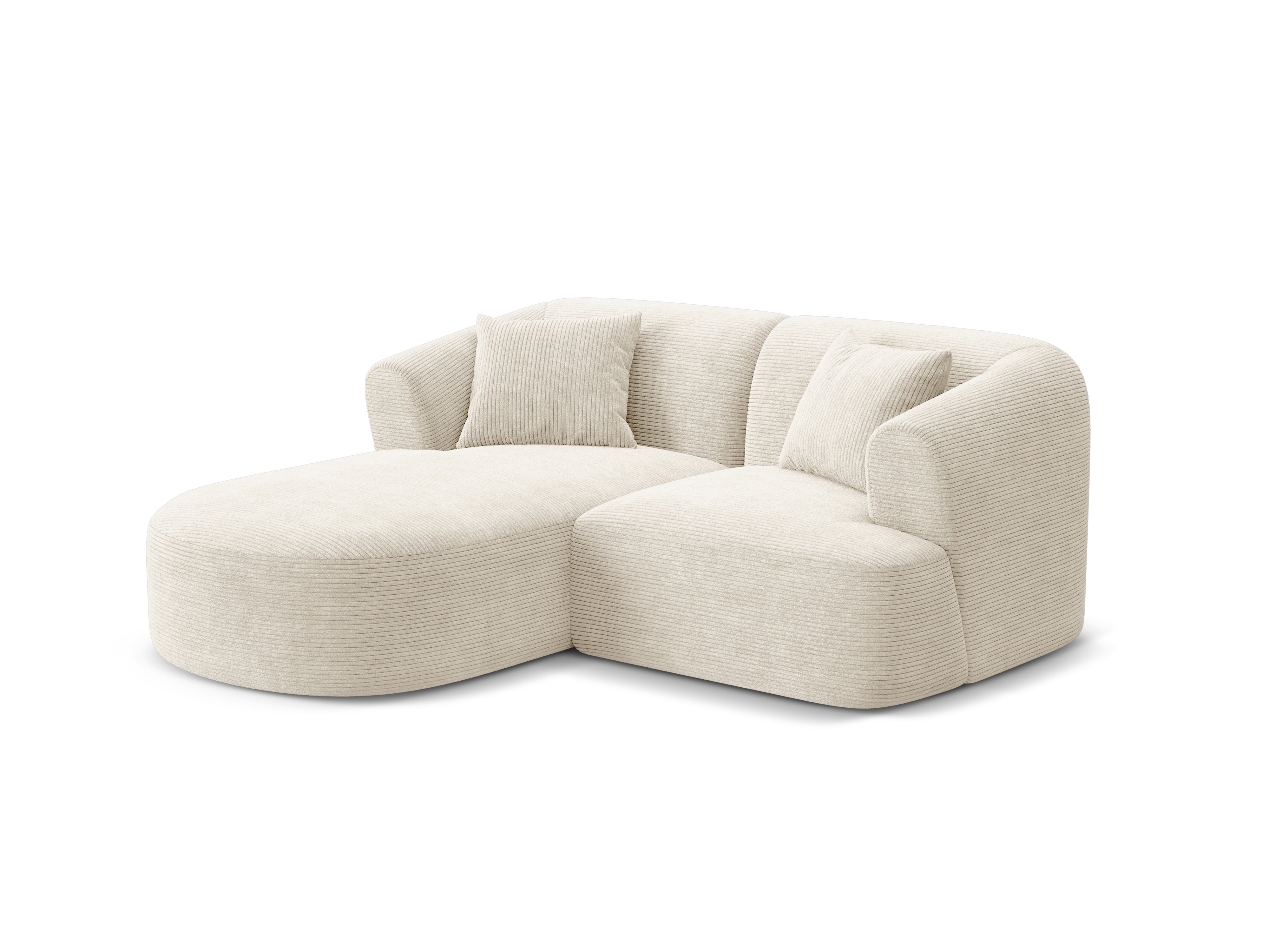 Linksseitiges 3-Sitzer-Sofa CAMPI in cremefarbener Cord-Optik