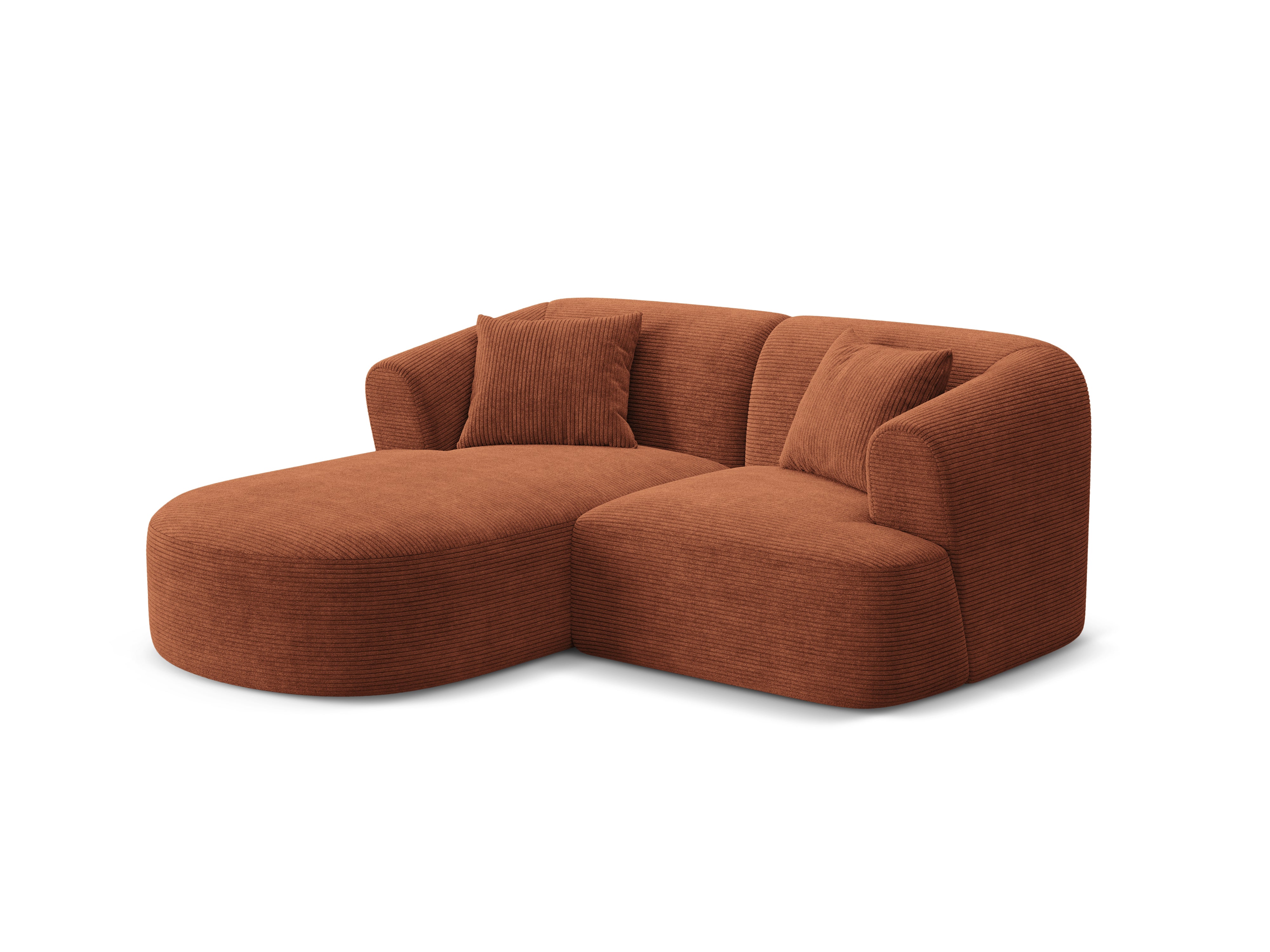 Linksseitiges 3-Sitzer-Sofa CAMPI in ziegelrotem Cord