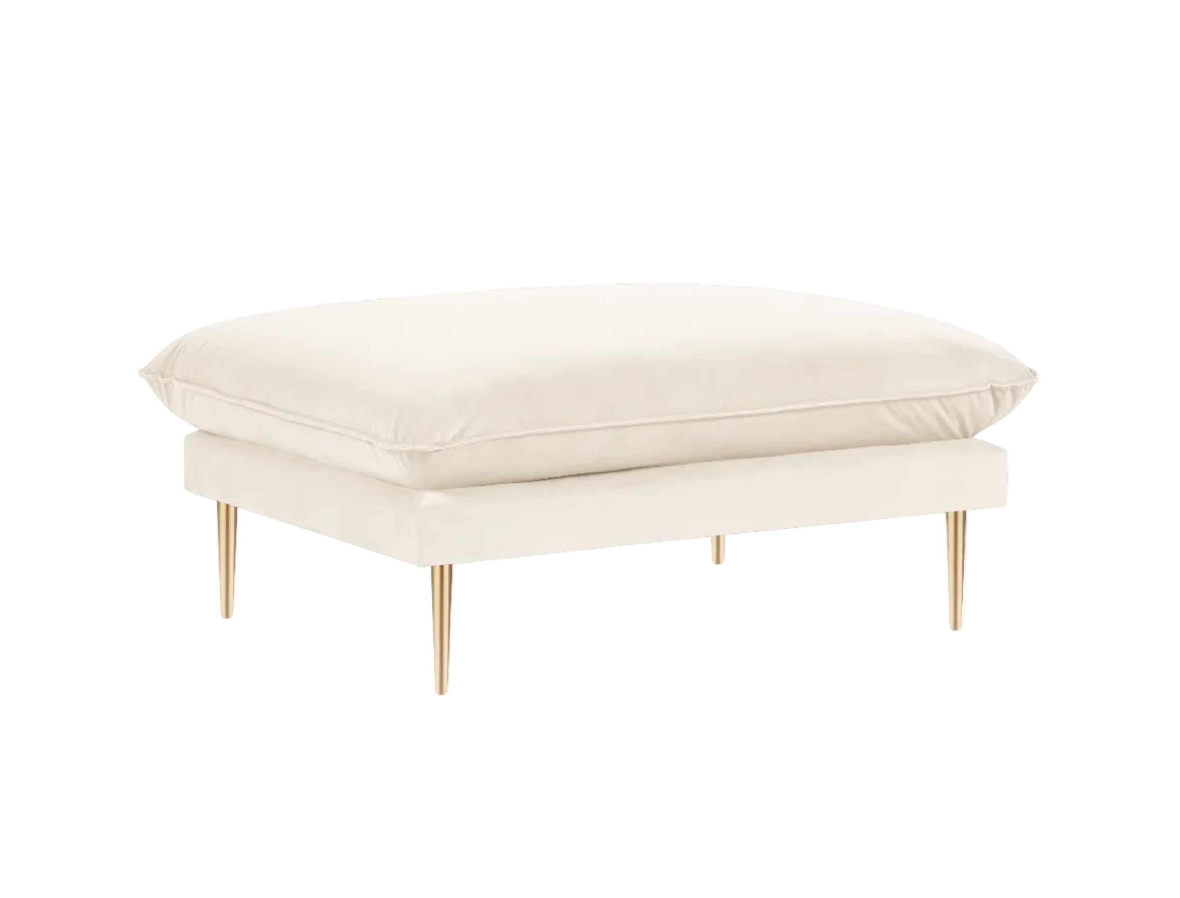 Samtpouf VIENNA beige mit goldenem Fuß