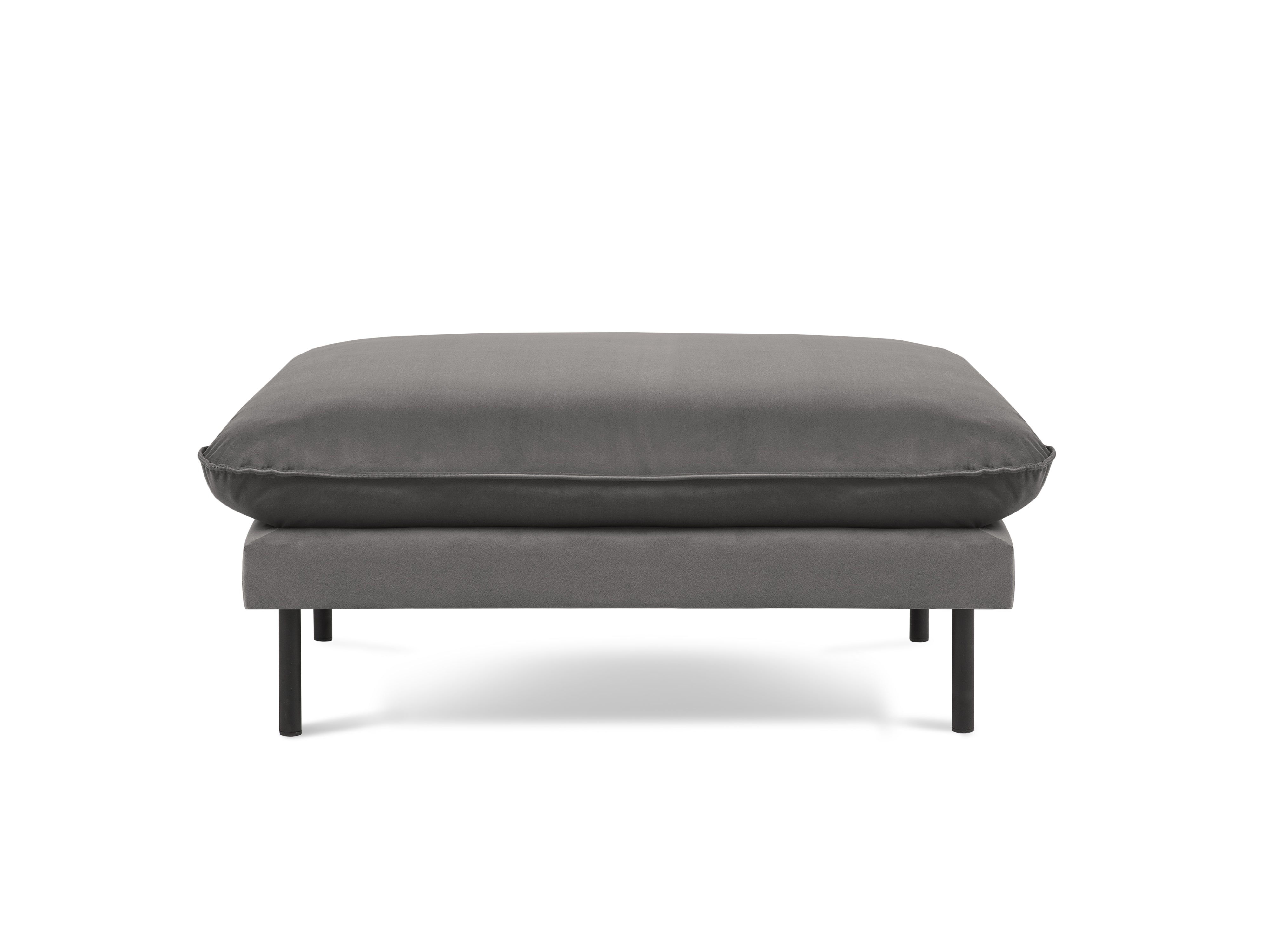 Samtpouf VIENNA hellgrau mit schwarzem Fuß