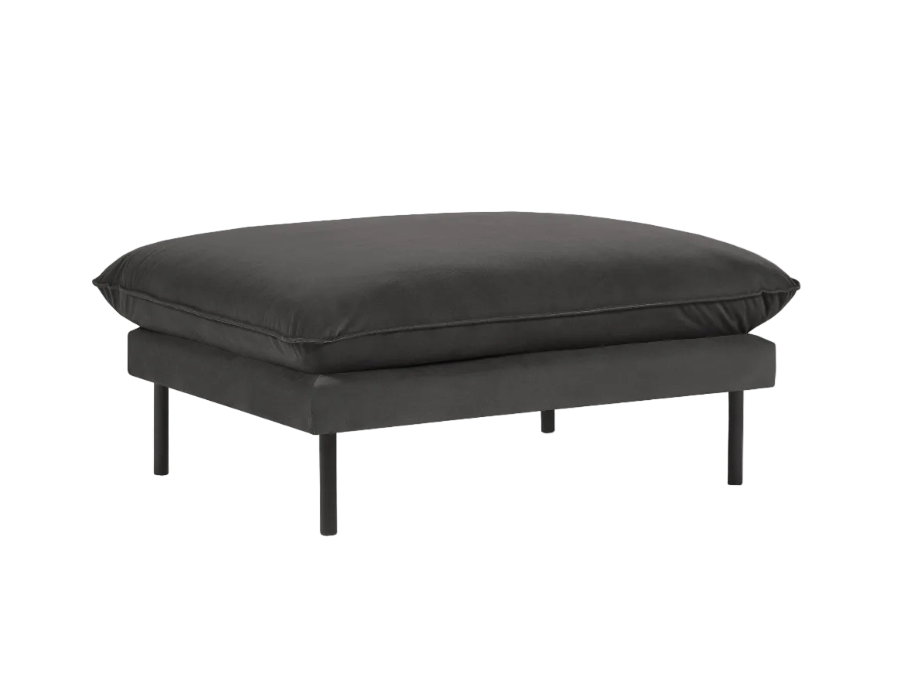 Samtpouf VIENNA dunkelgrau mit schwarzem Fuß