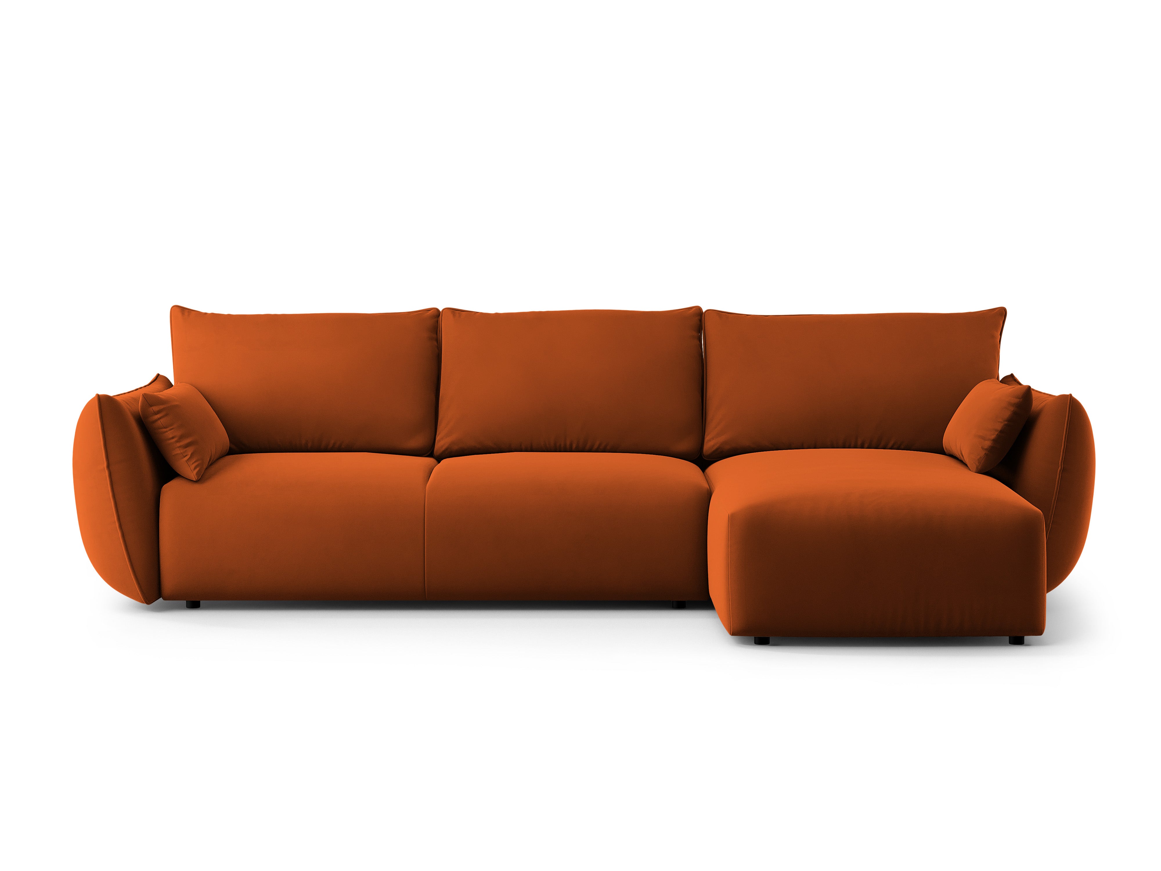 Rechtes Samt-Ecksofa mit Schlaffunktion MATERA Ziegel