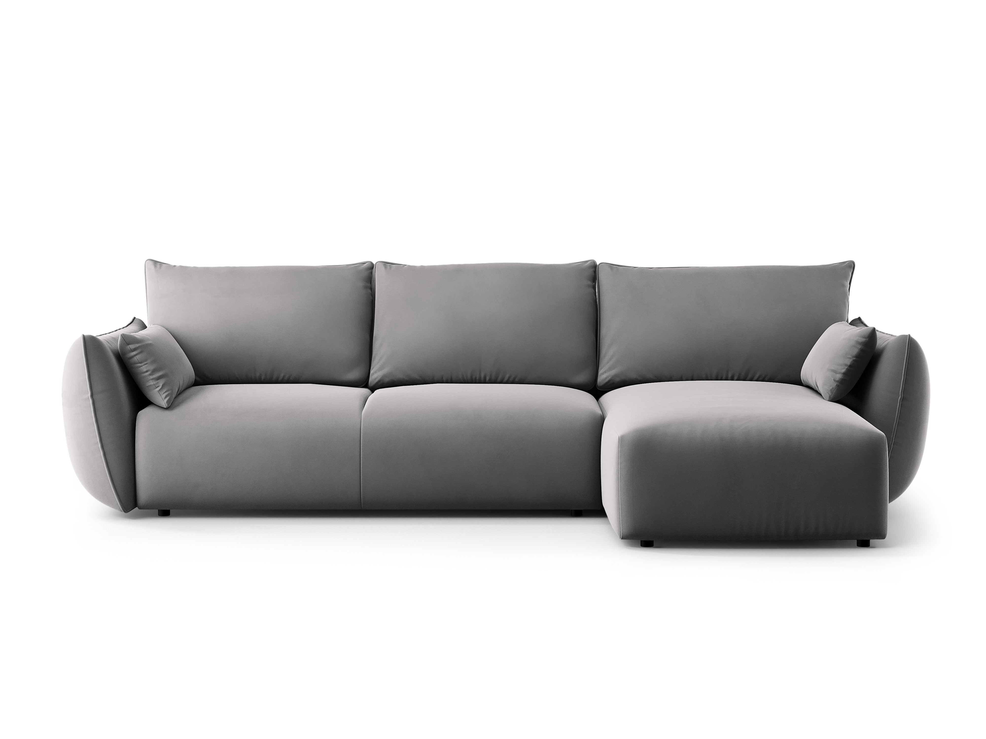 Rechtes Samt-Ecksofa mit Schlaffunktion MATERA grau