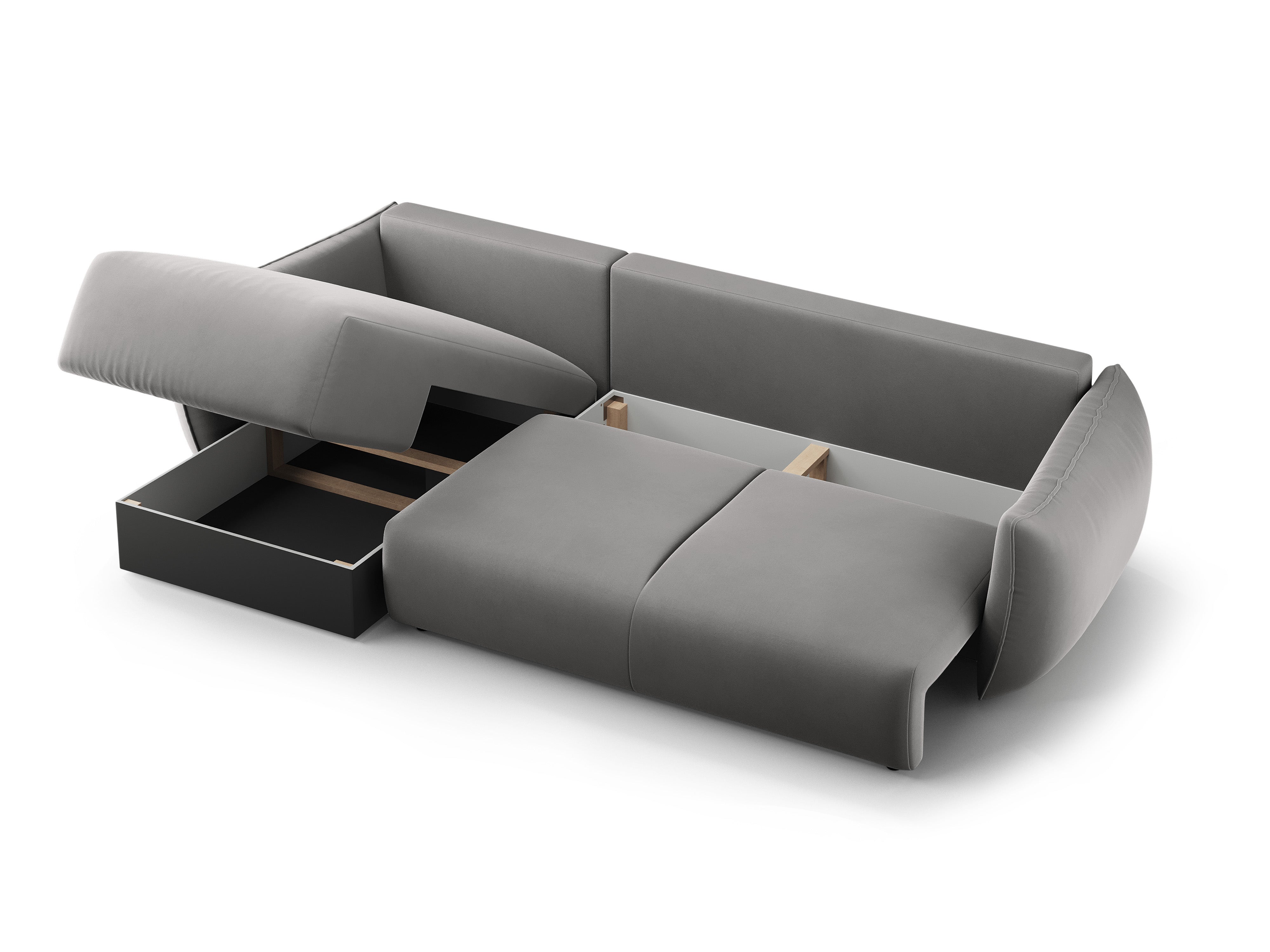 Rechtes Samt-Ecksofa mit Schlaffunktion MATERA grau