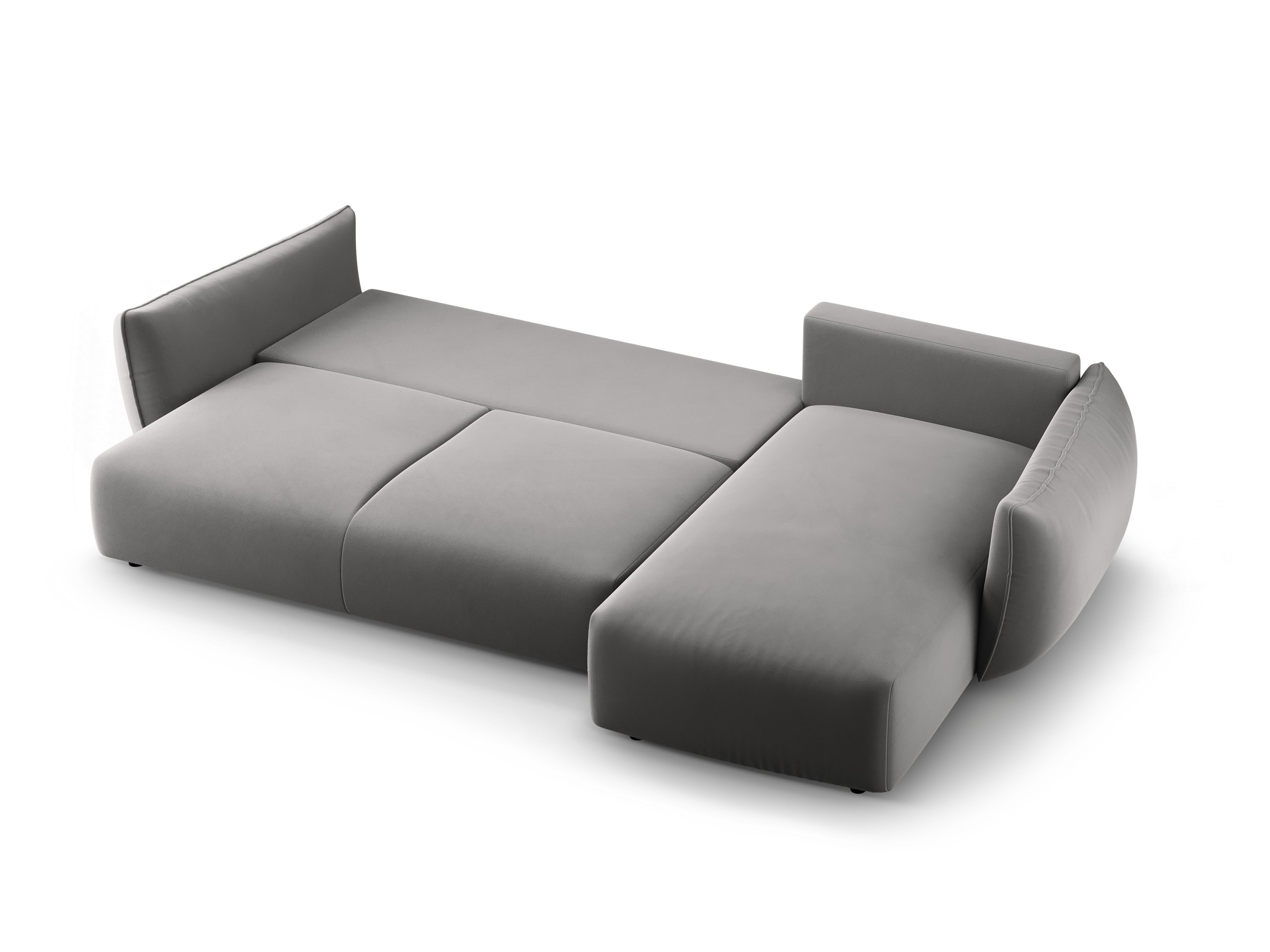Rechtes Samt-Ecksofa mit Schlaffunktion MATERA grau