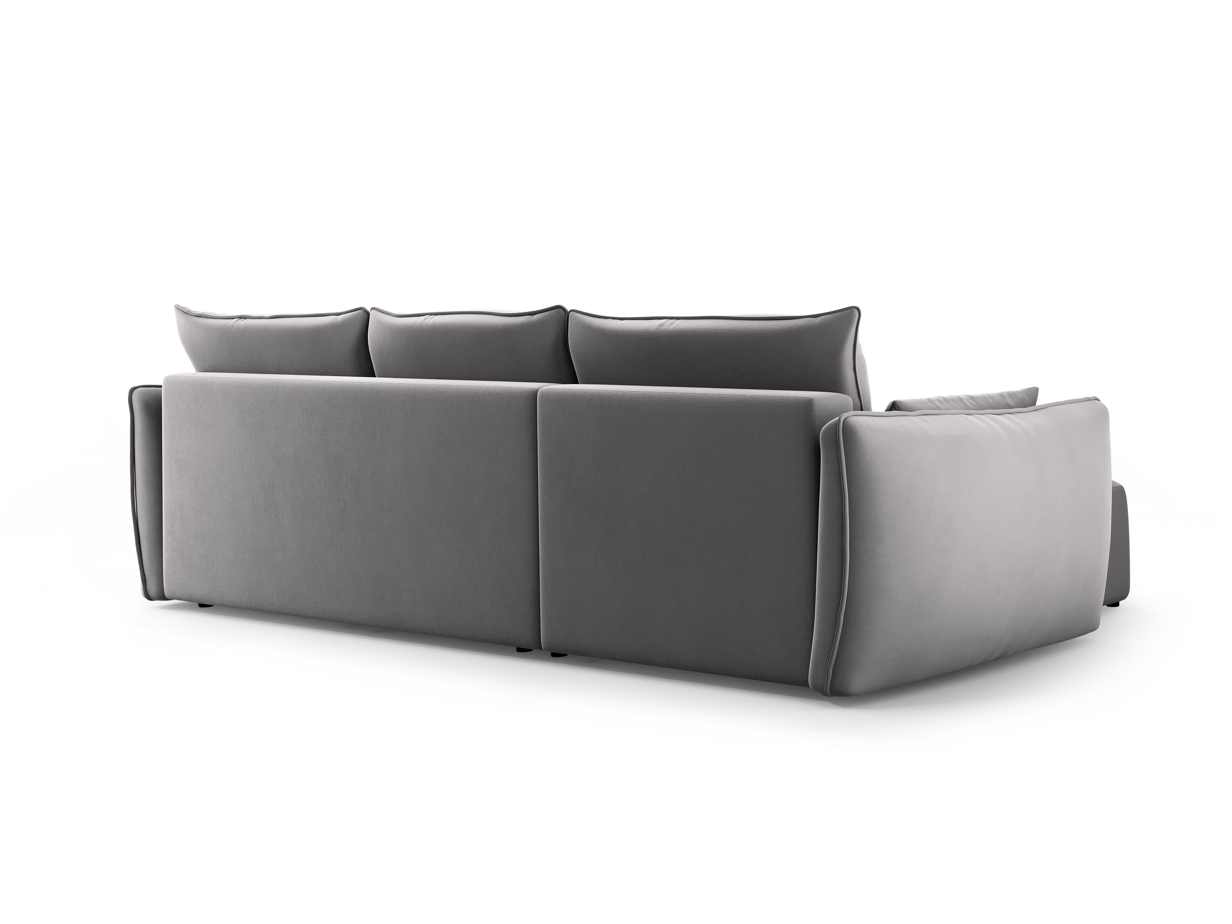 Rechtes Samt-Ecksofa mit Schlaffunktion MATERA grau
