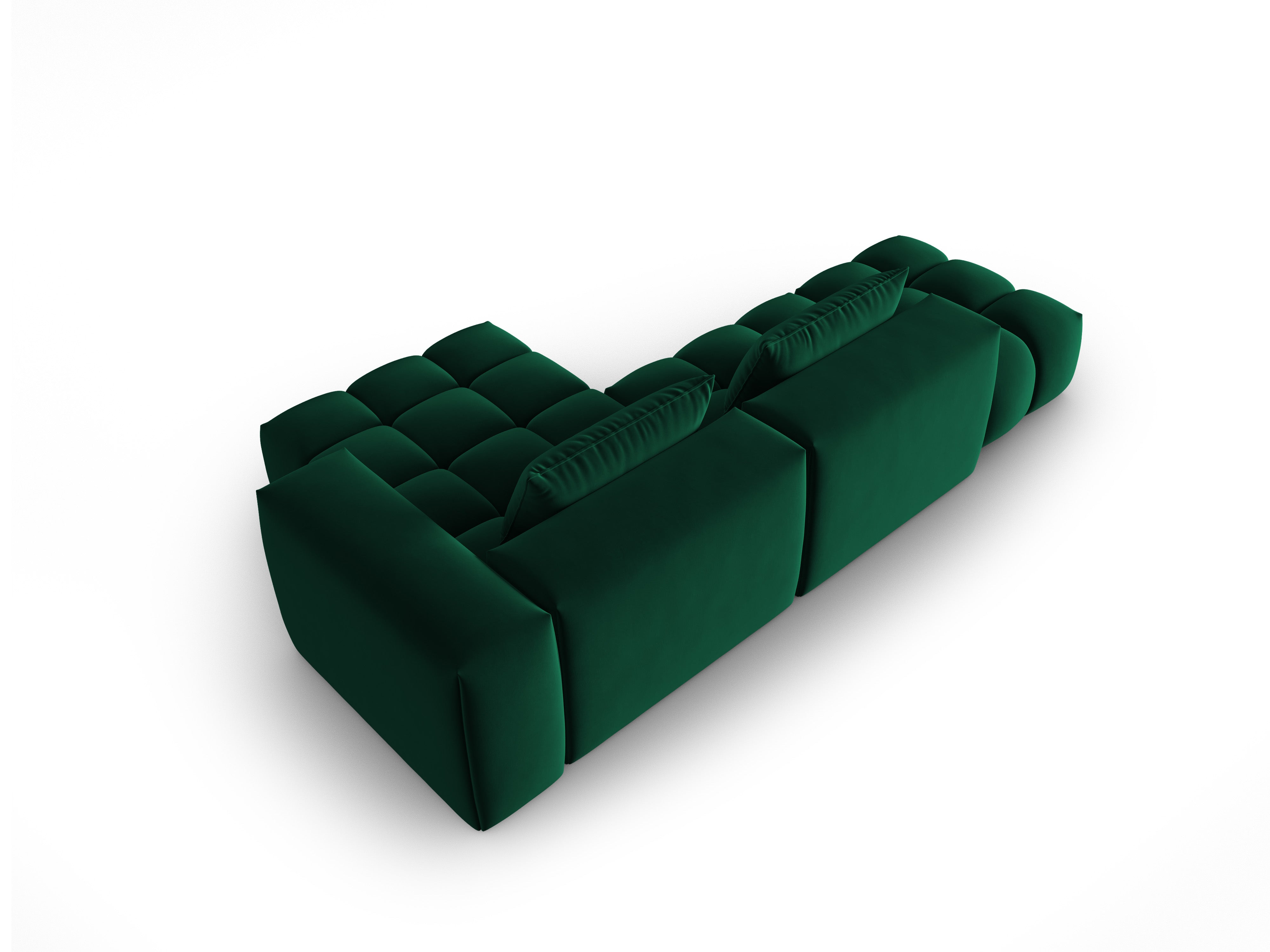 Open right-facing 4-seater velvet corner sofa VERONA bottle green