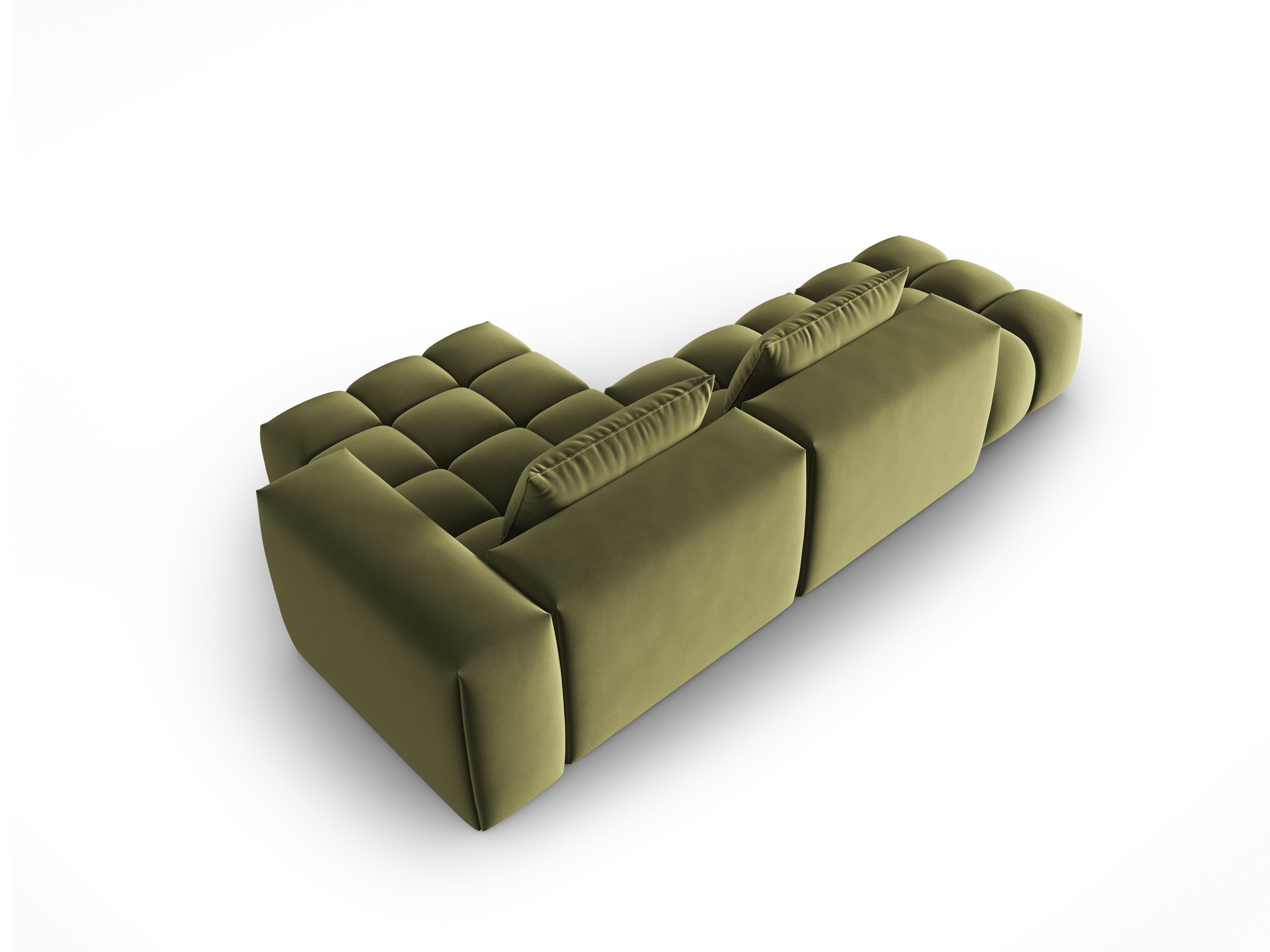 Open right-facing 4-seater velvet corner sofa VERONA light green