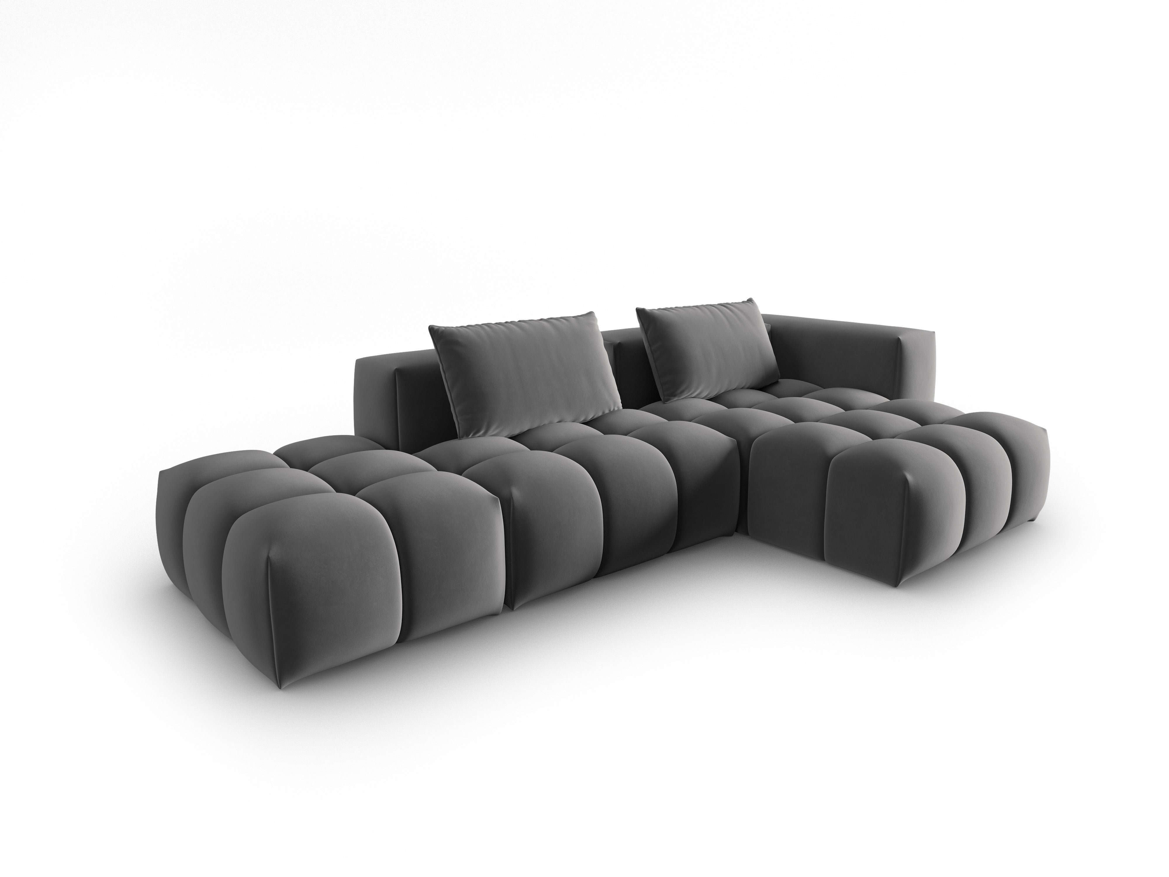 4-sitziges offenes Samt-Ecksofa rechtsseitig VERONA grau