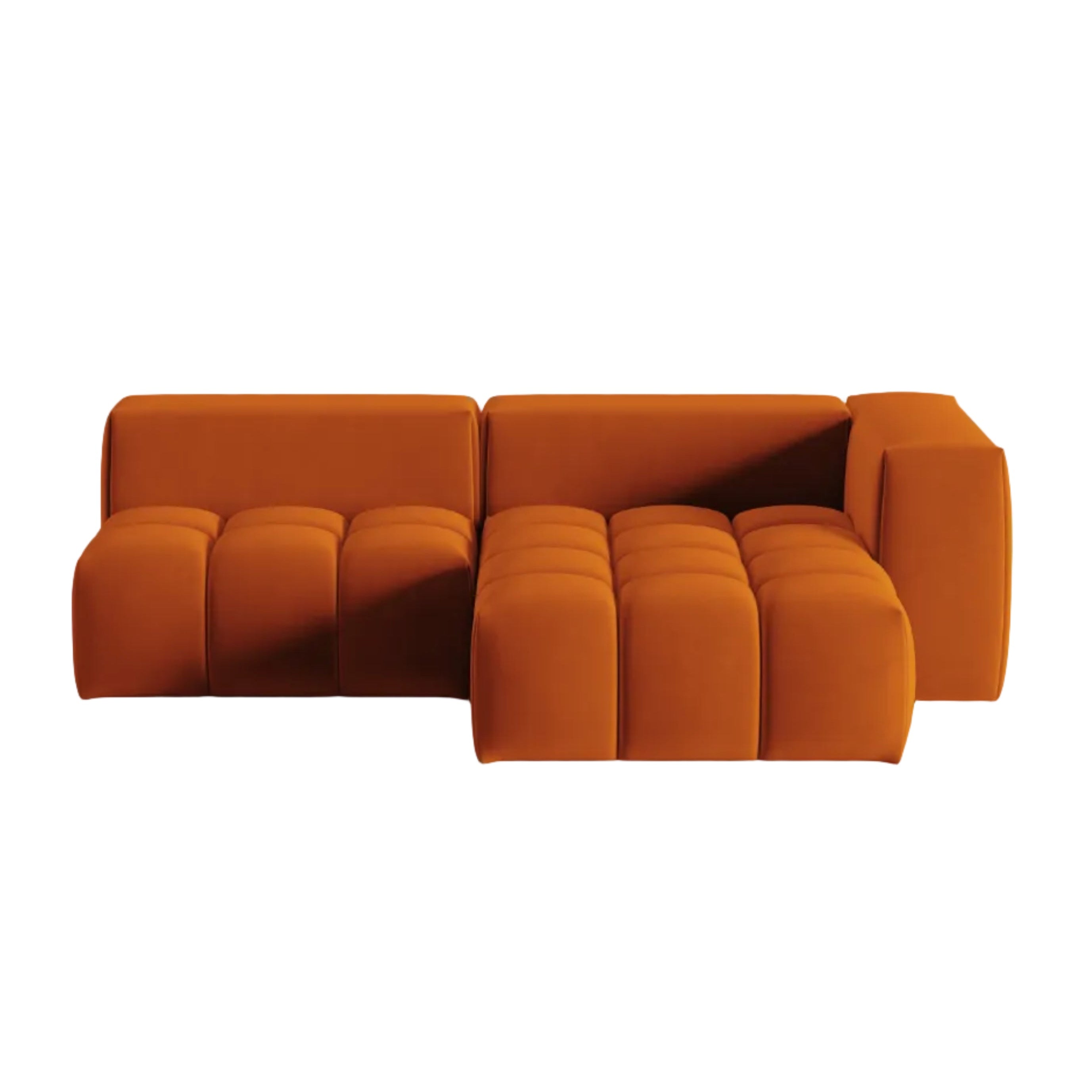 Samt-Ecksofa für 3 Personen, rechtsseitig offen, VERONA, ziegelrot