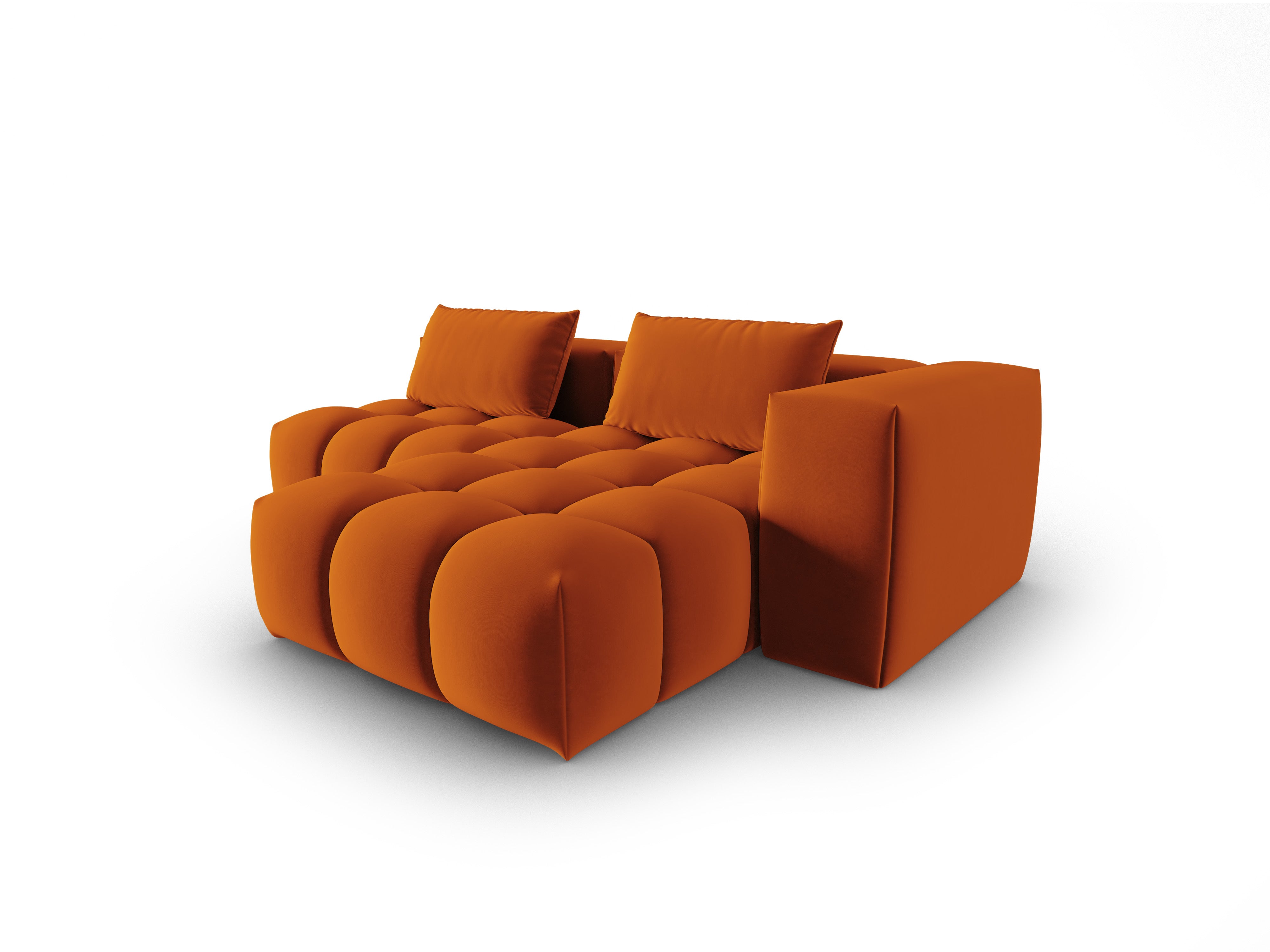 Samt-Ecksofa für 3 Personen, rechtsseitig offen, VERONA, ziegelrot