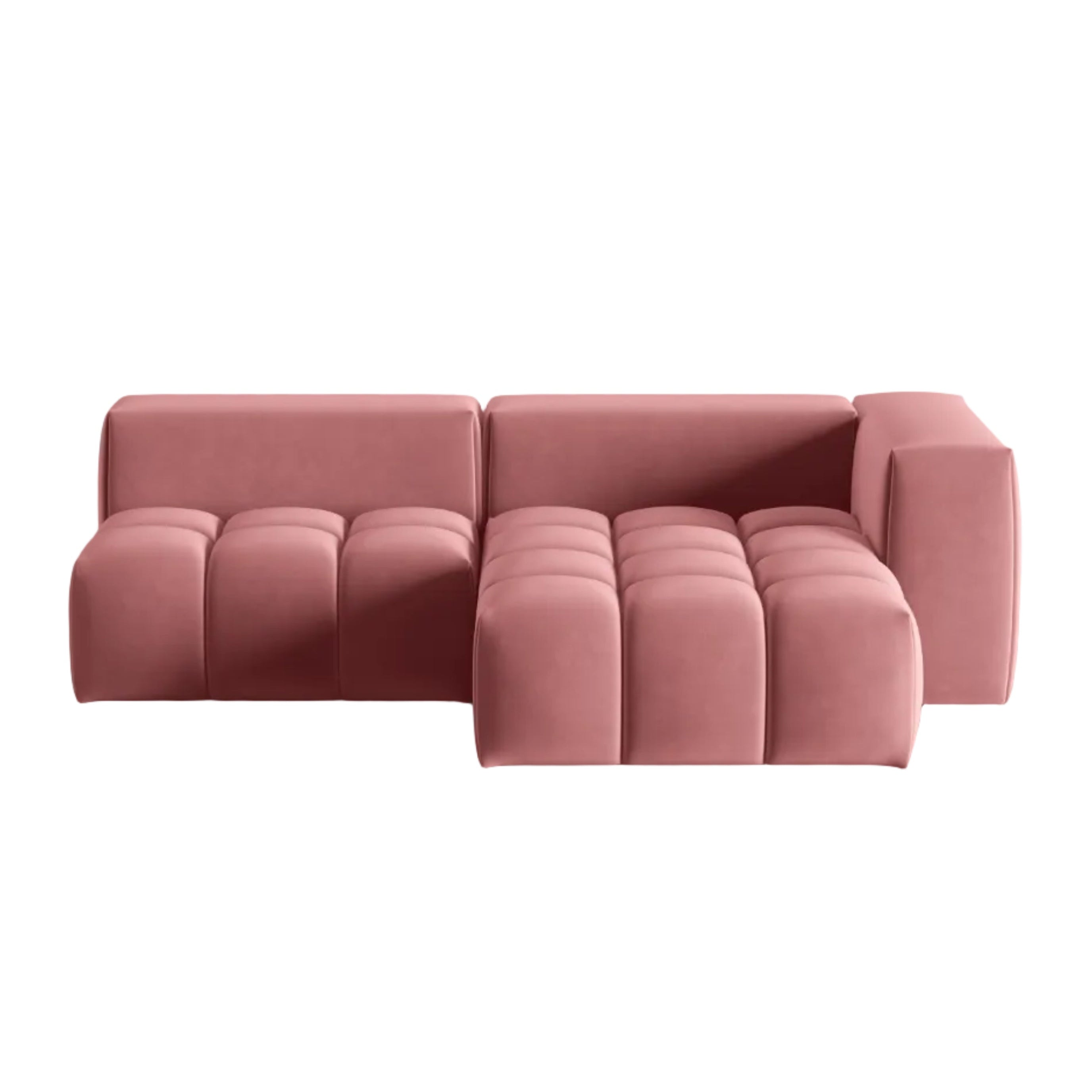 Velvet Corner Sofa for 3 People, Right-Hand Open VERONA, Flamingo Pink