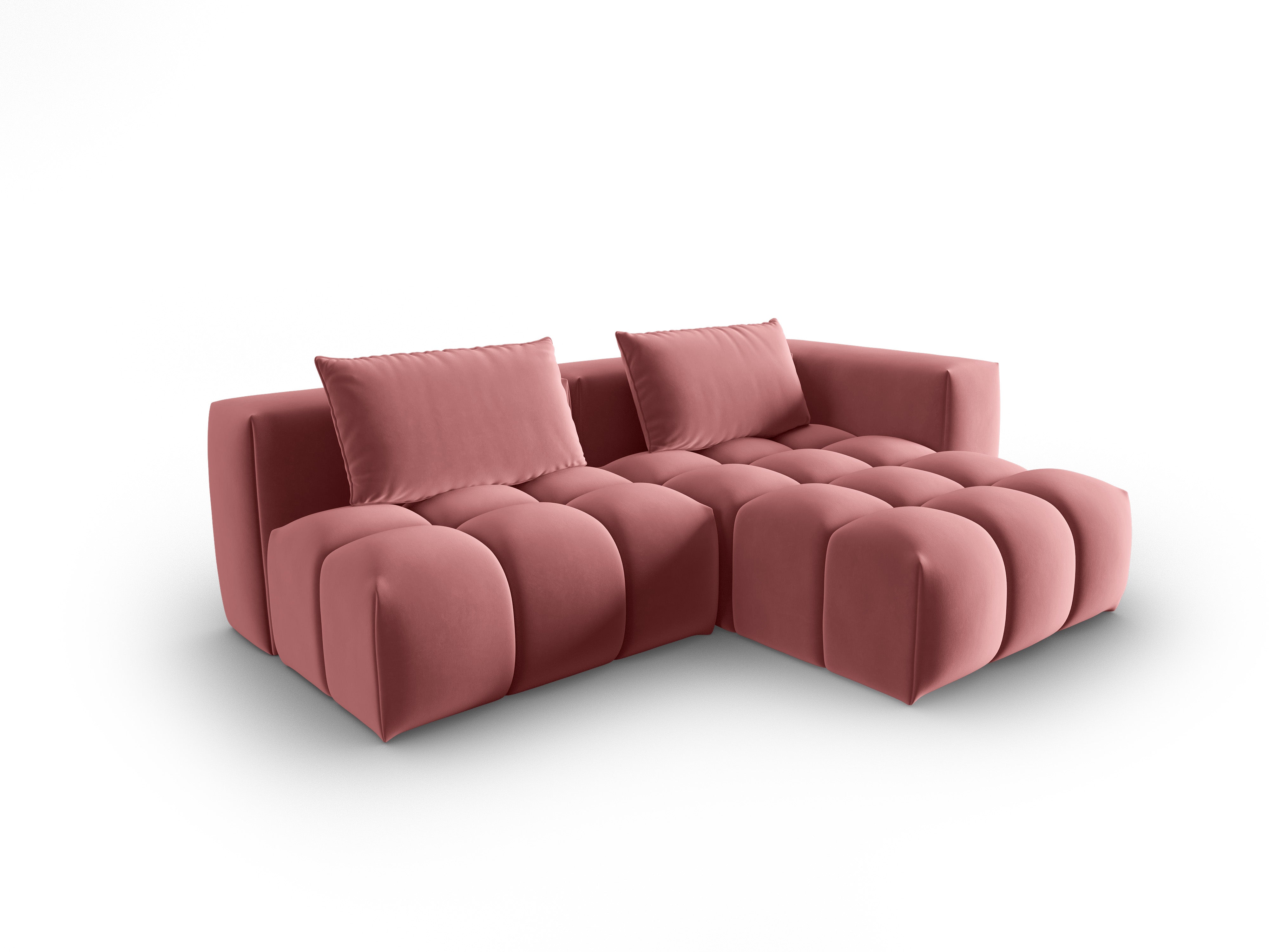 Velvet Corner Sofa for 3 People, Right-Hand Open VERONA, Flamingo Pink