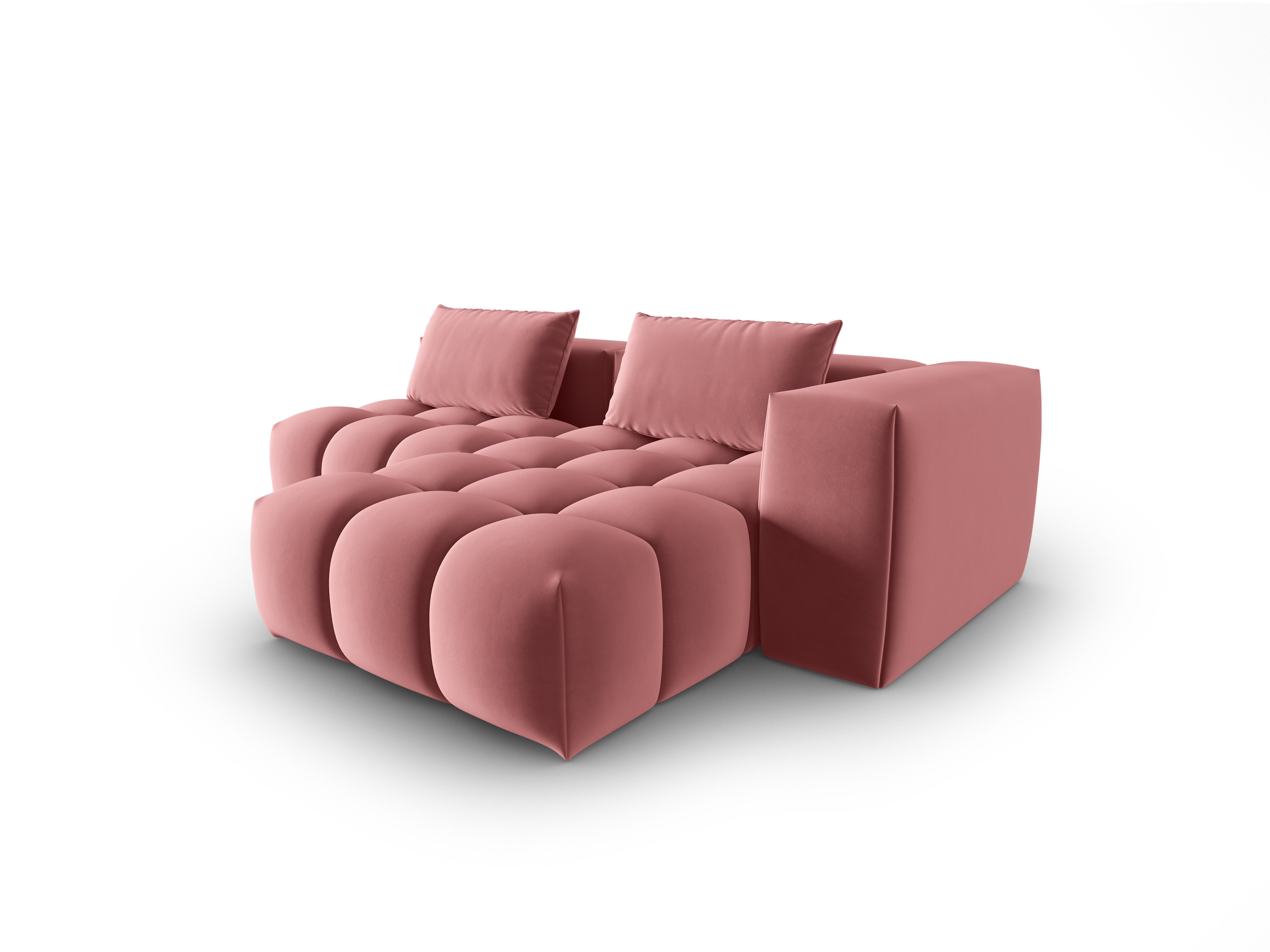 Velvet Corner Sofa for 3 People, Right-Hand Open VERONA, Flamingo Pink