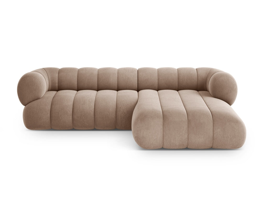 Velvet corner sofa for 5 people right-facing KOGE dark beige