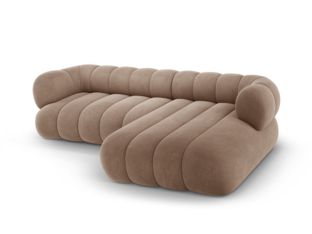 Velvet corner sofa for 5 people right-facing KOGE dark beige