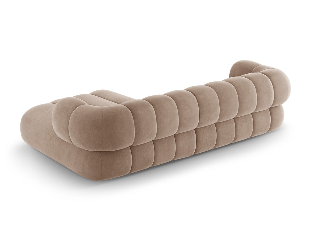 Velvet corner sofa for 5 people right-facing KOGE dark beige
