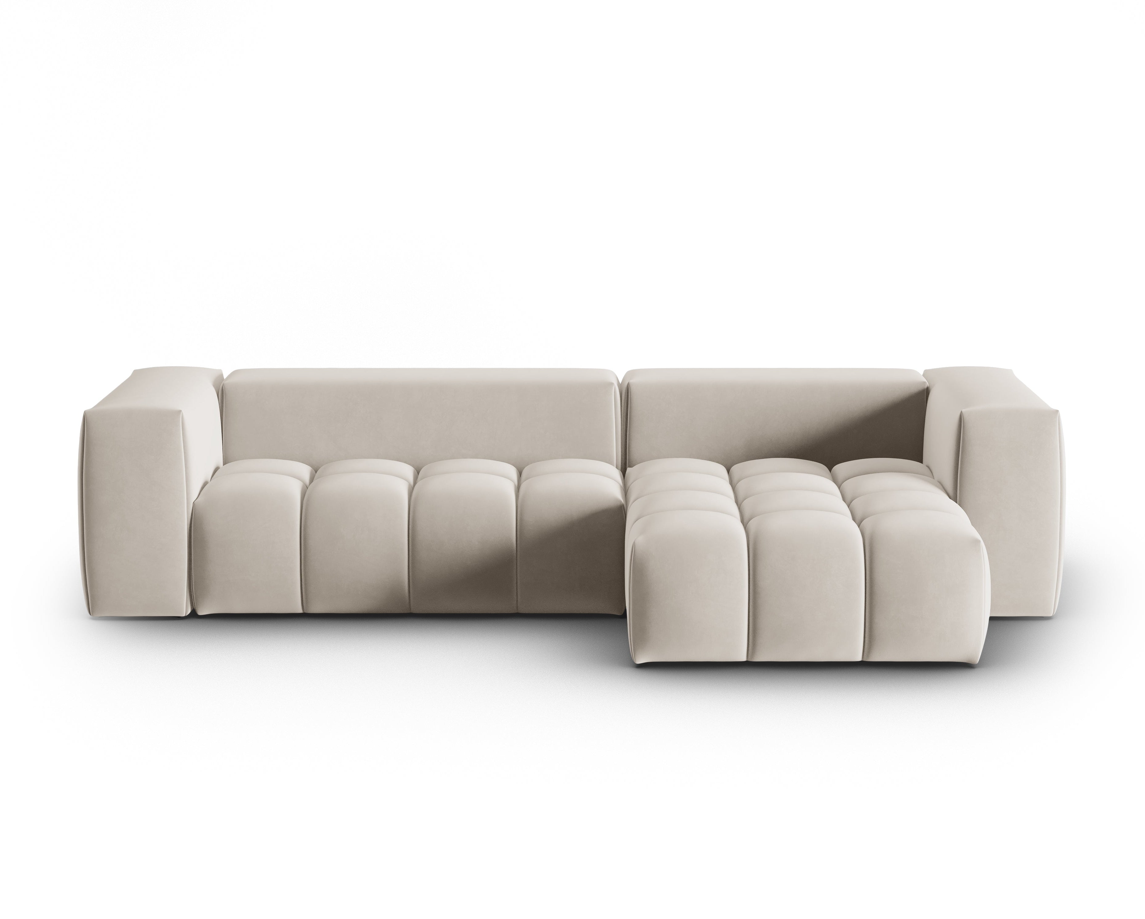 Samt-Ecksofa 3-sitzig rechts VERONA ecru