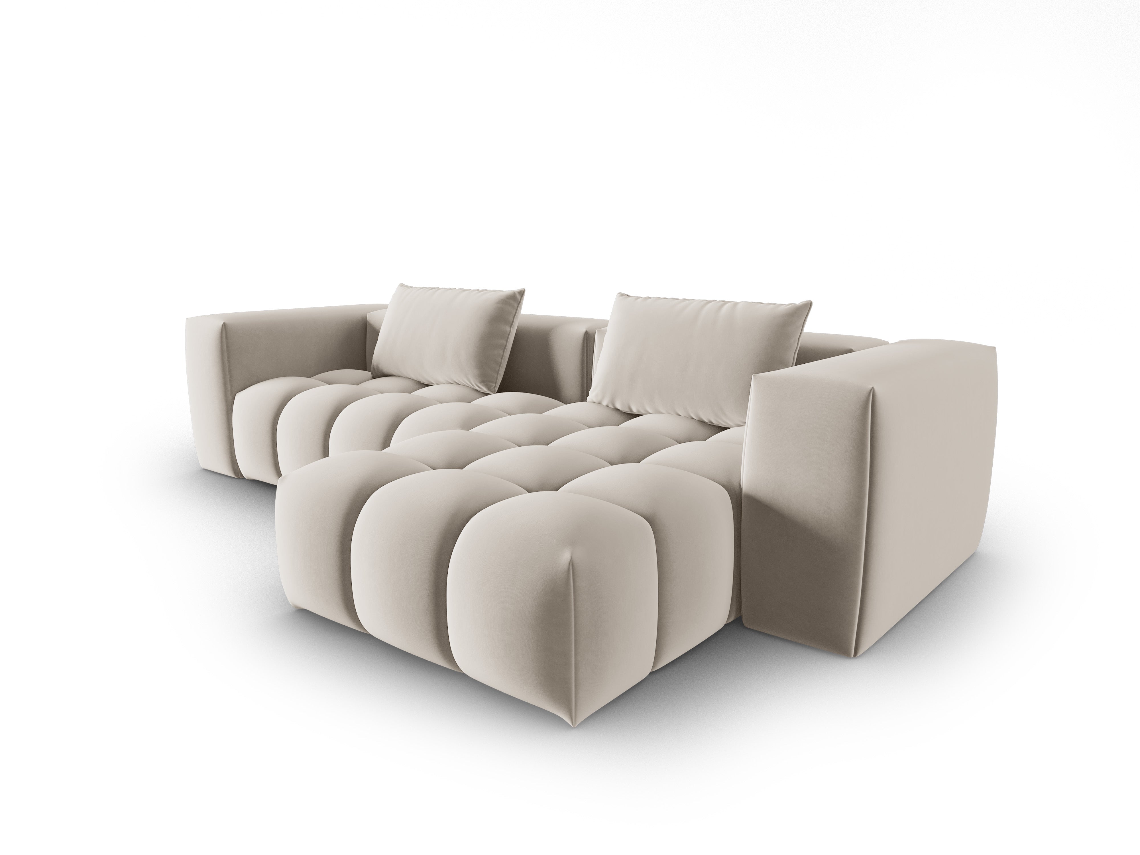 Samt-Ecksofa 3-sitzig rechts VERONA ecru