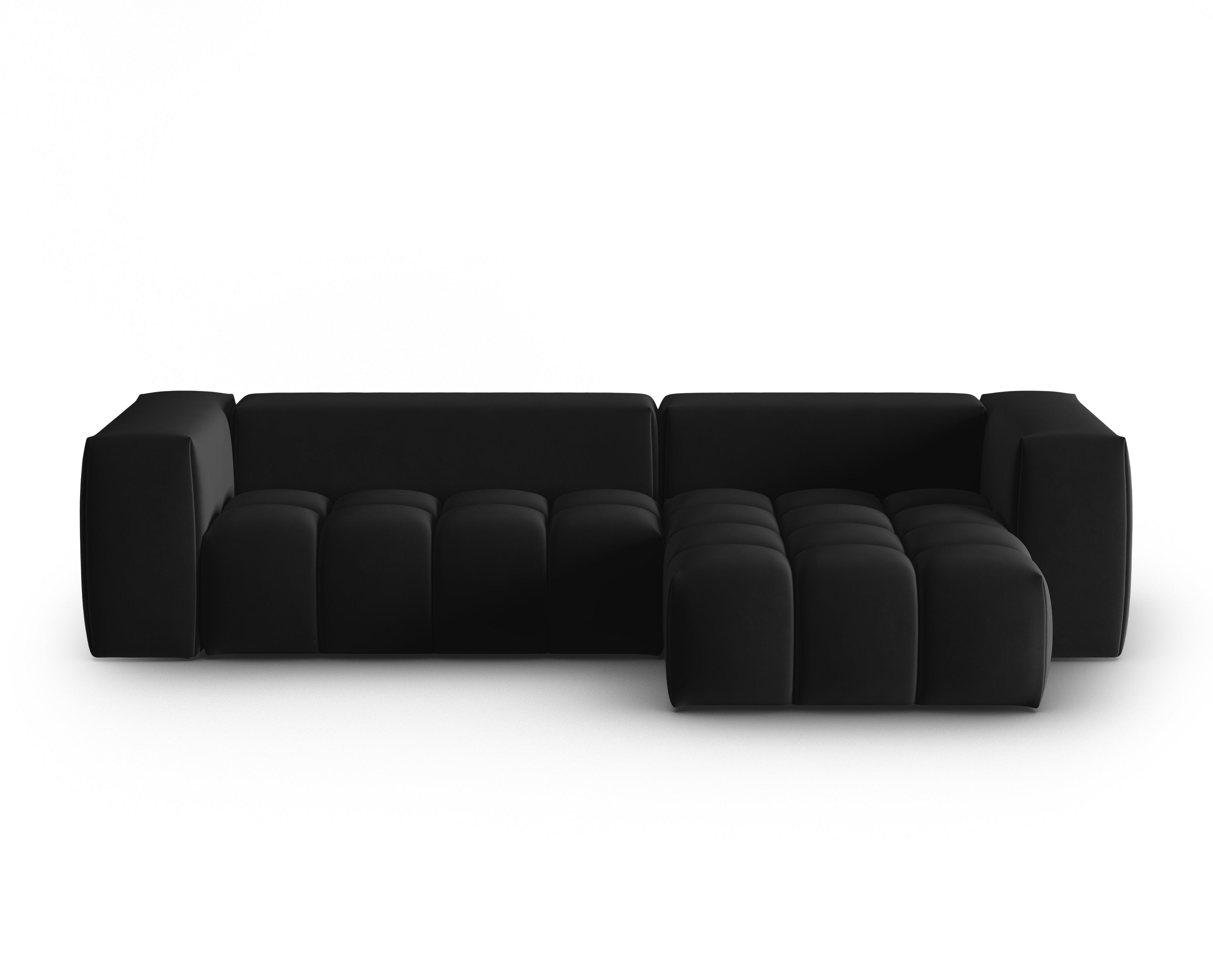 Samt-Ecksofa 3-sitzig rechts VERONA schwarz