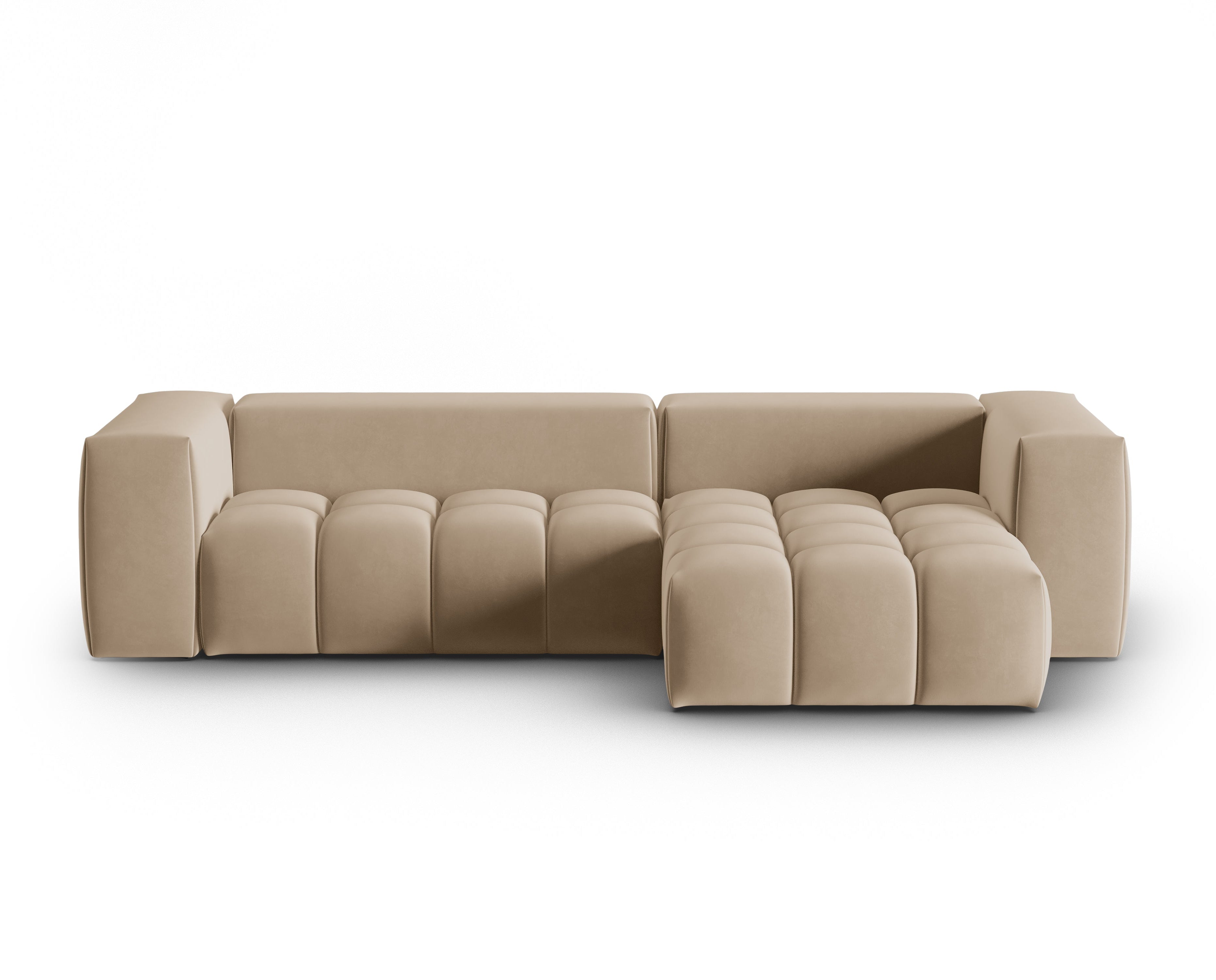 Samt-Ecksofa 3-sitzig rechts VERONA sandfarben