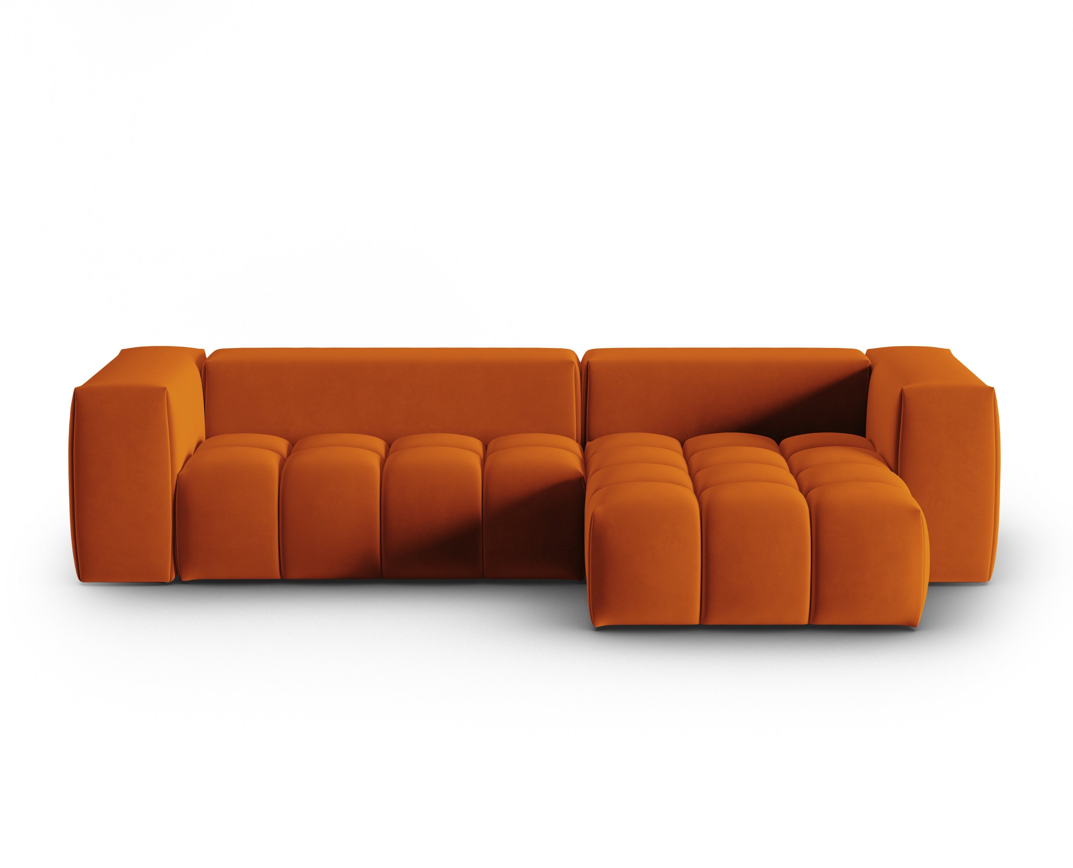 Samt-Ecksofa 3-sitzig rechts VERONA ziegelrot