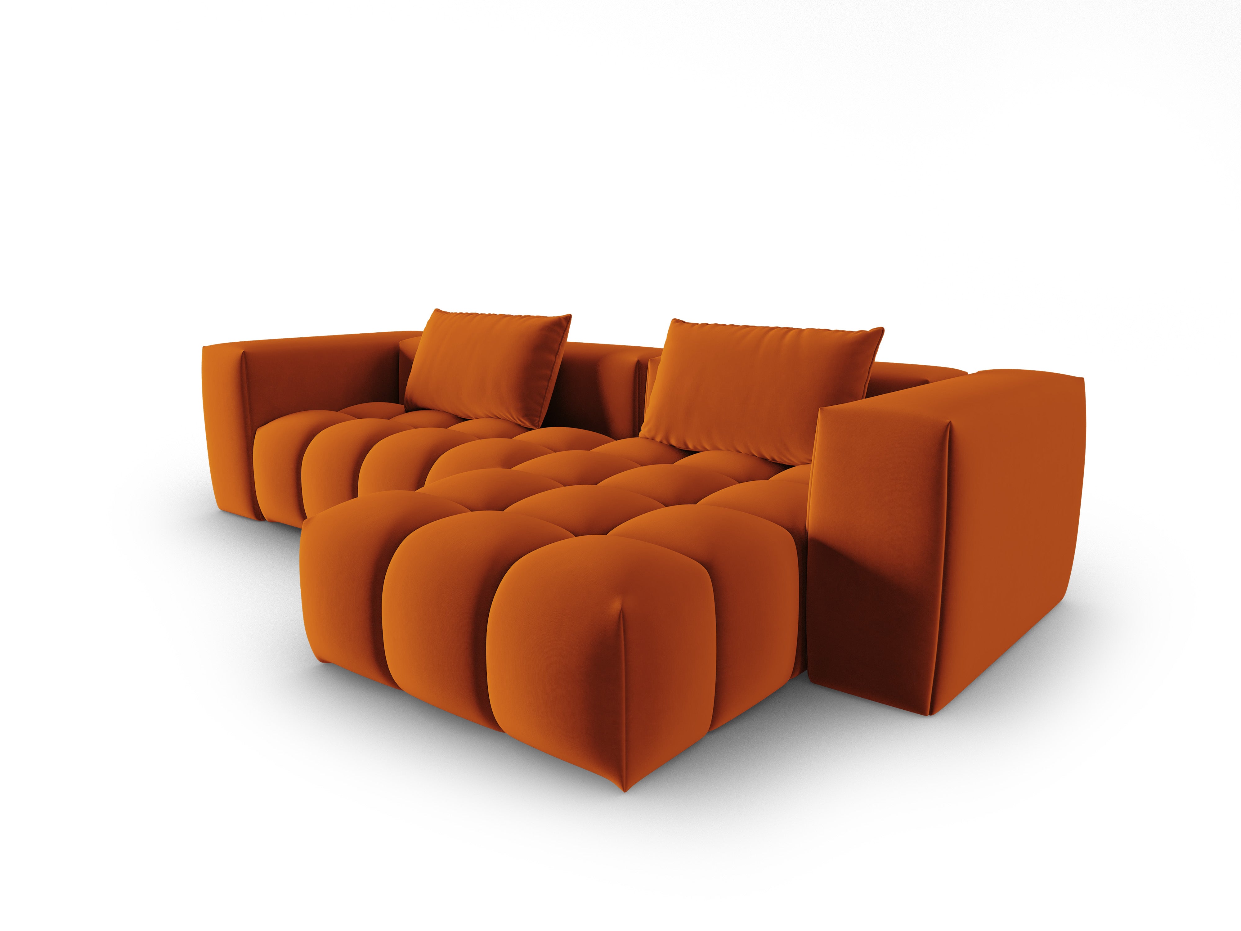 Samt-Ecksofa 3-sitzig rechts VERONA ziegelrot