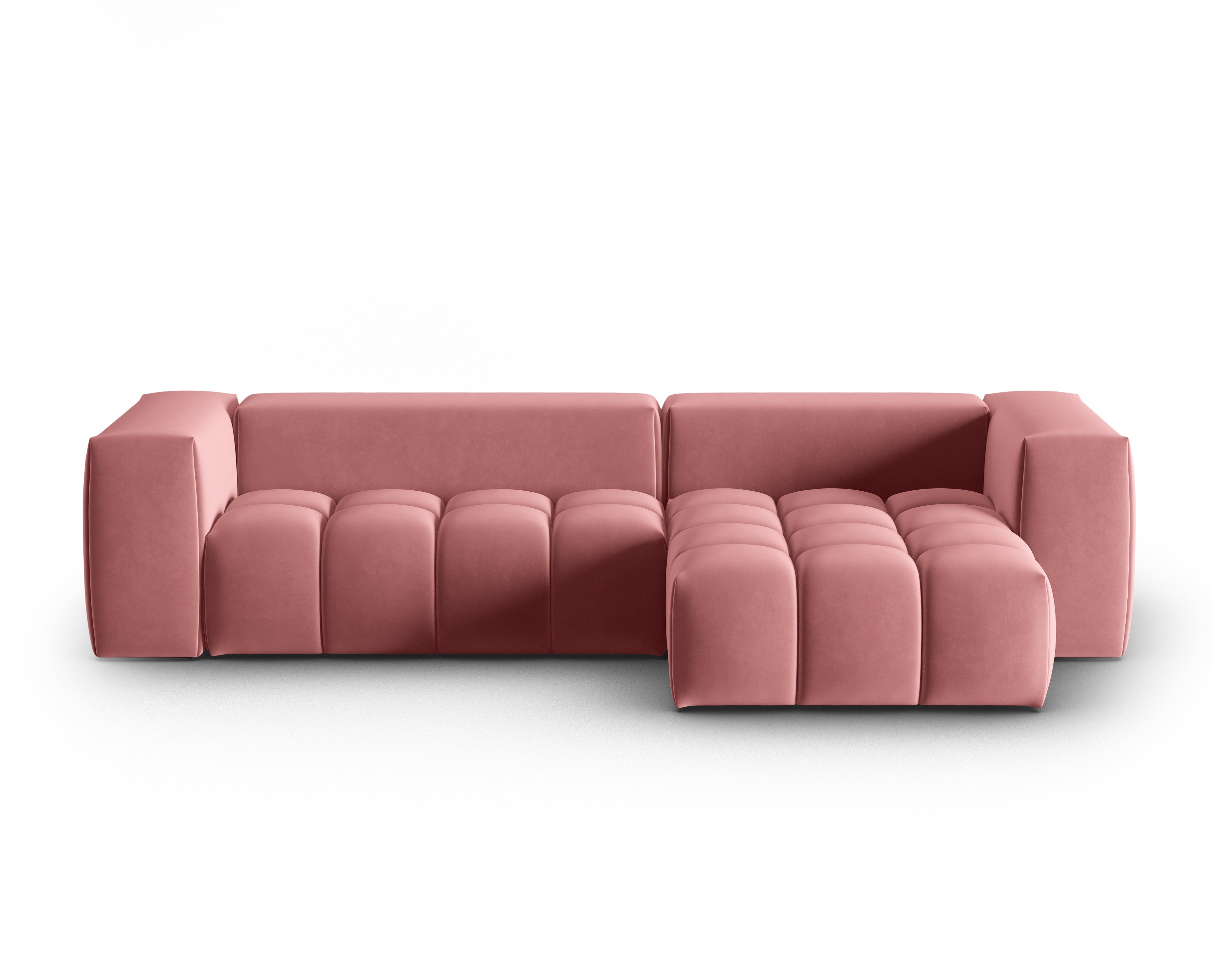 Samt-Ecksofa 3-sitzig rechts VERONA flamingo rosa
