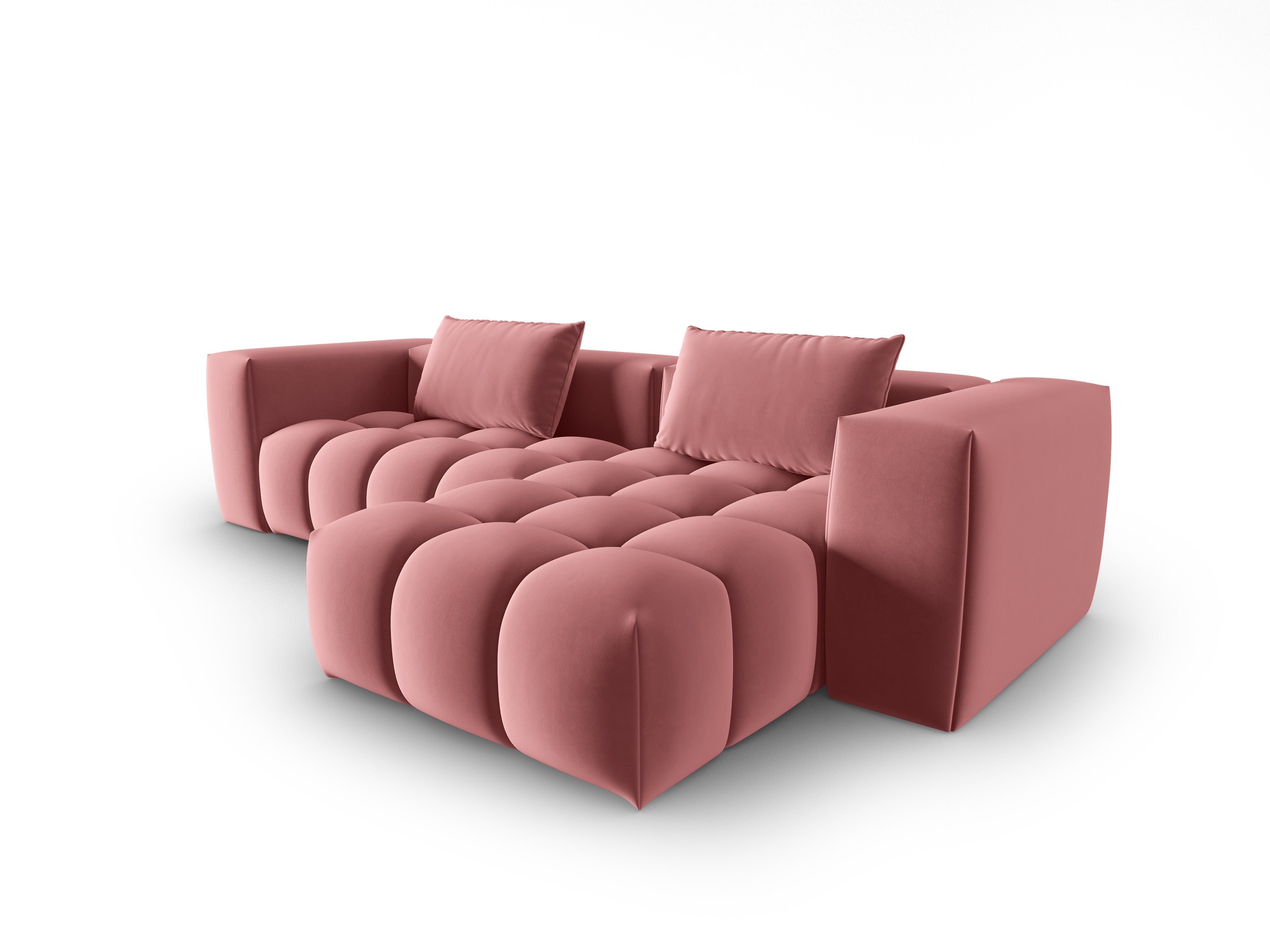 Samt-Ecksofa 3-sitzig rechts VERONA flamingo rosa