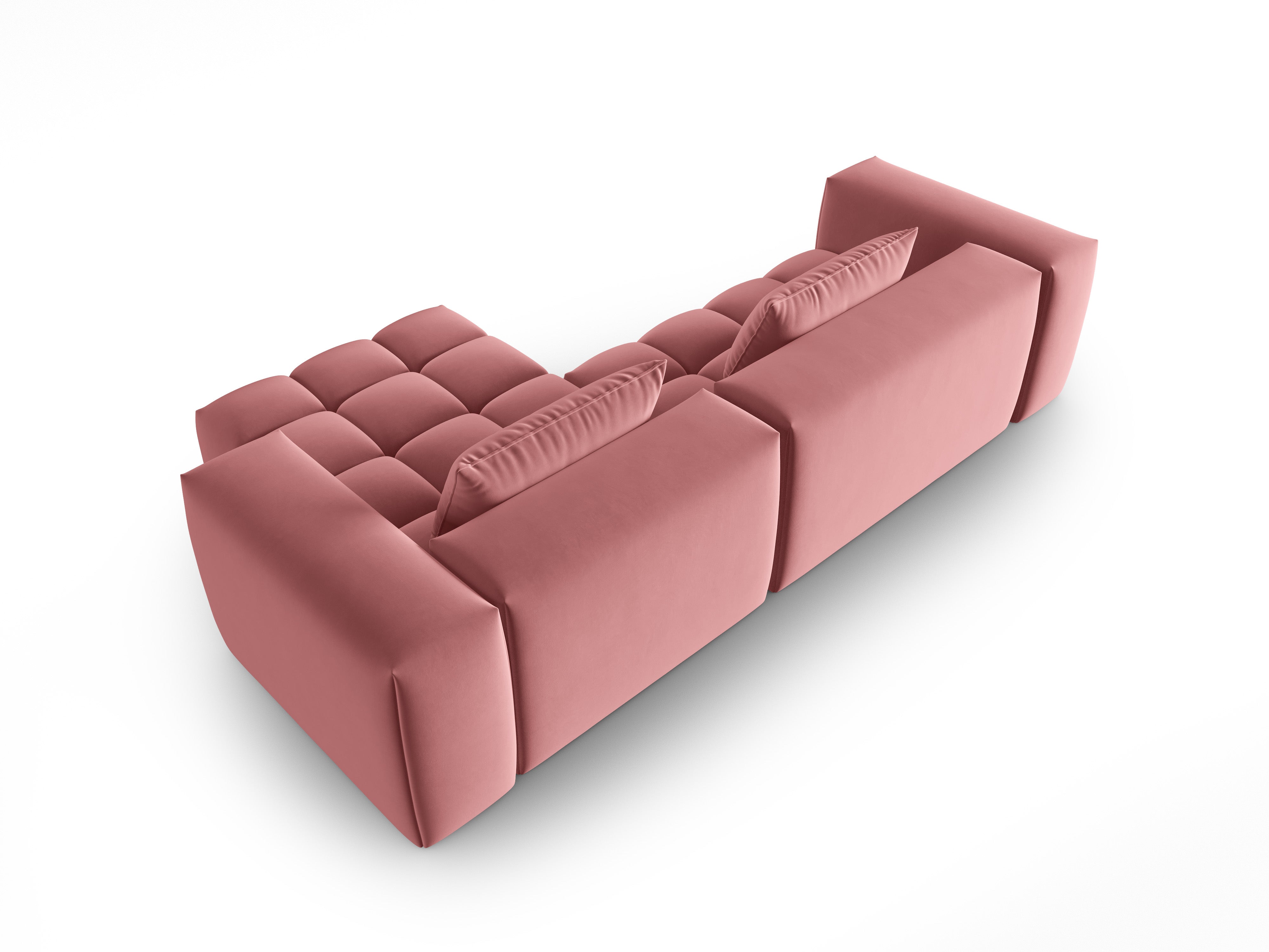 Samt-Ecksofa 3-sitzig rechts VERONA flamingo rosa