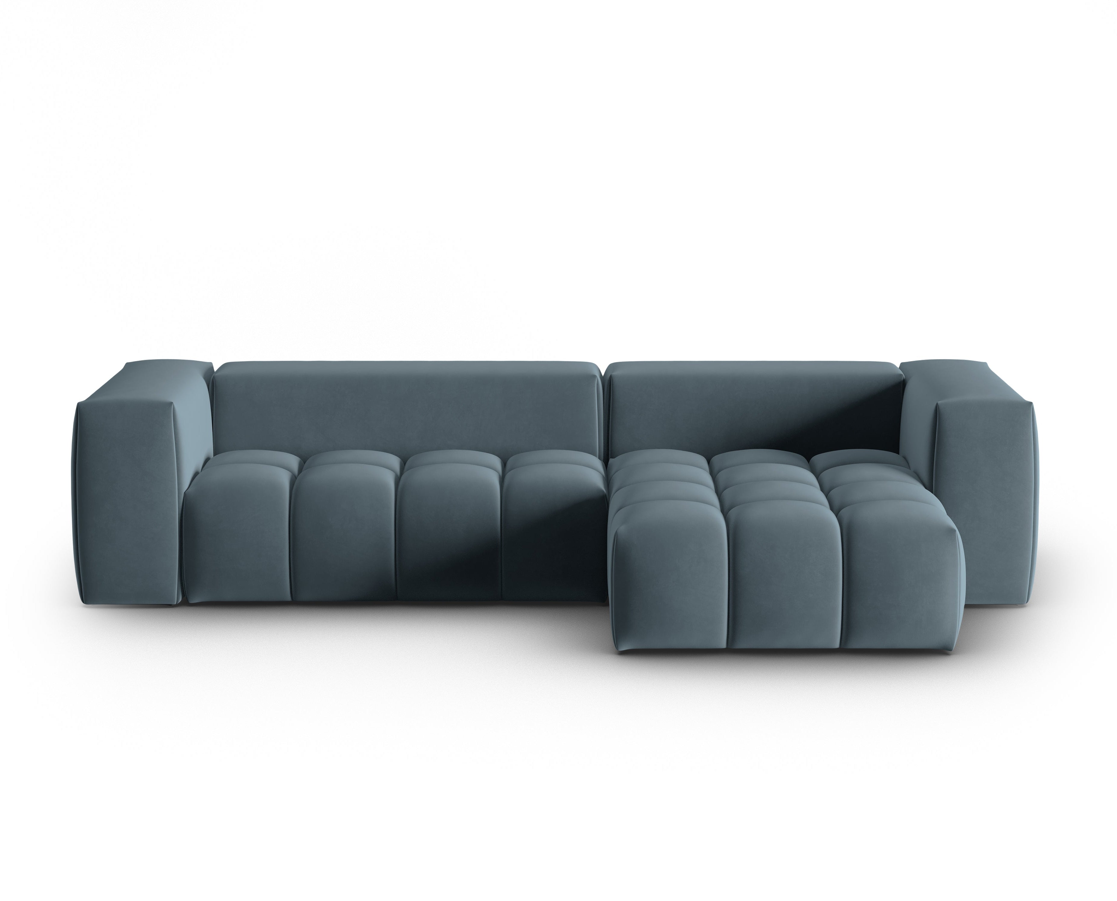 Samt-Ecksofa 3-sitzig rechts VERONA blau
