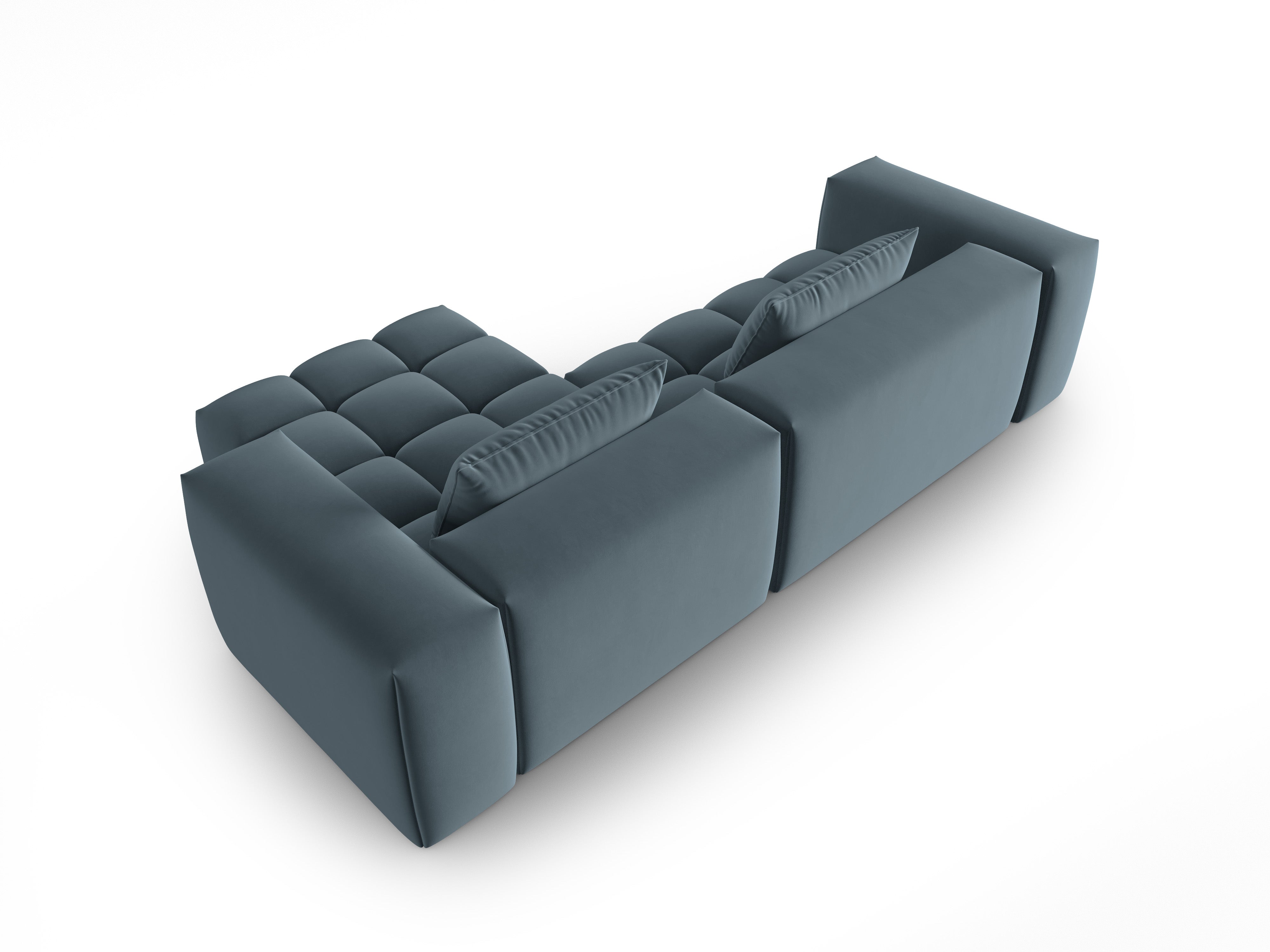 Samt-Ecksofa 3-sitzig rechts VERONA blau