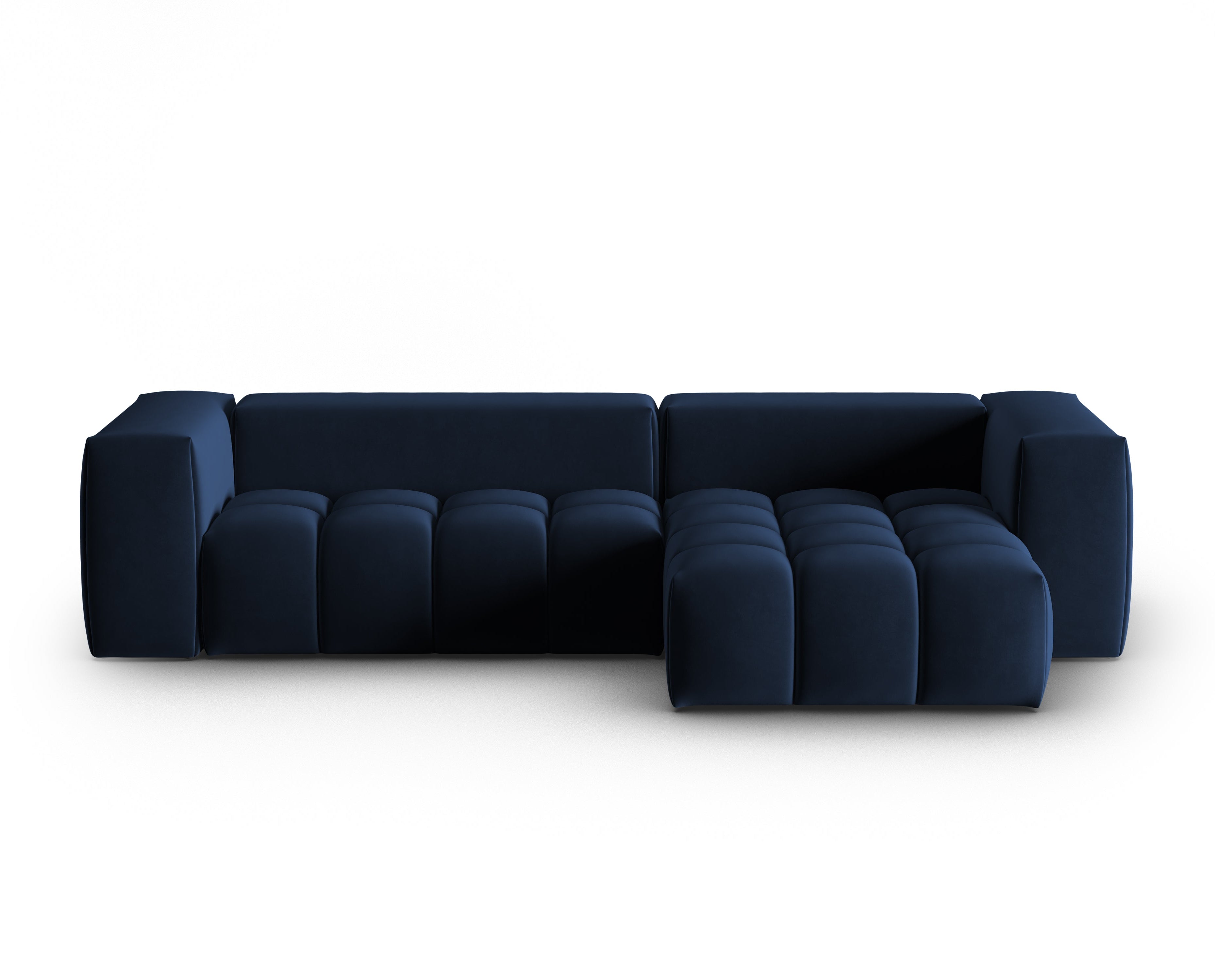 Velvet Corner Sofa for 3 People Right Side VERONA Royal Blue